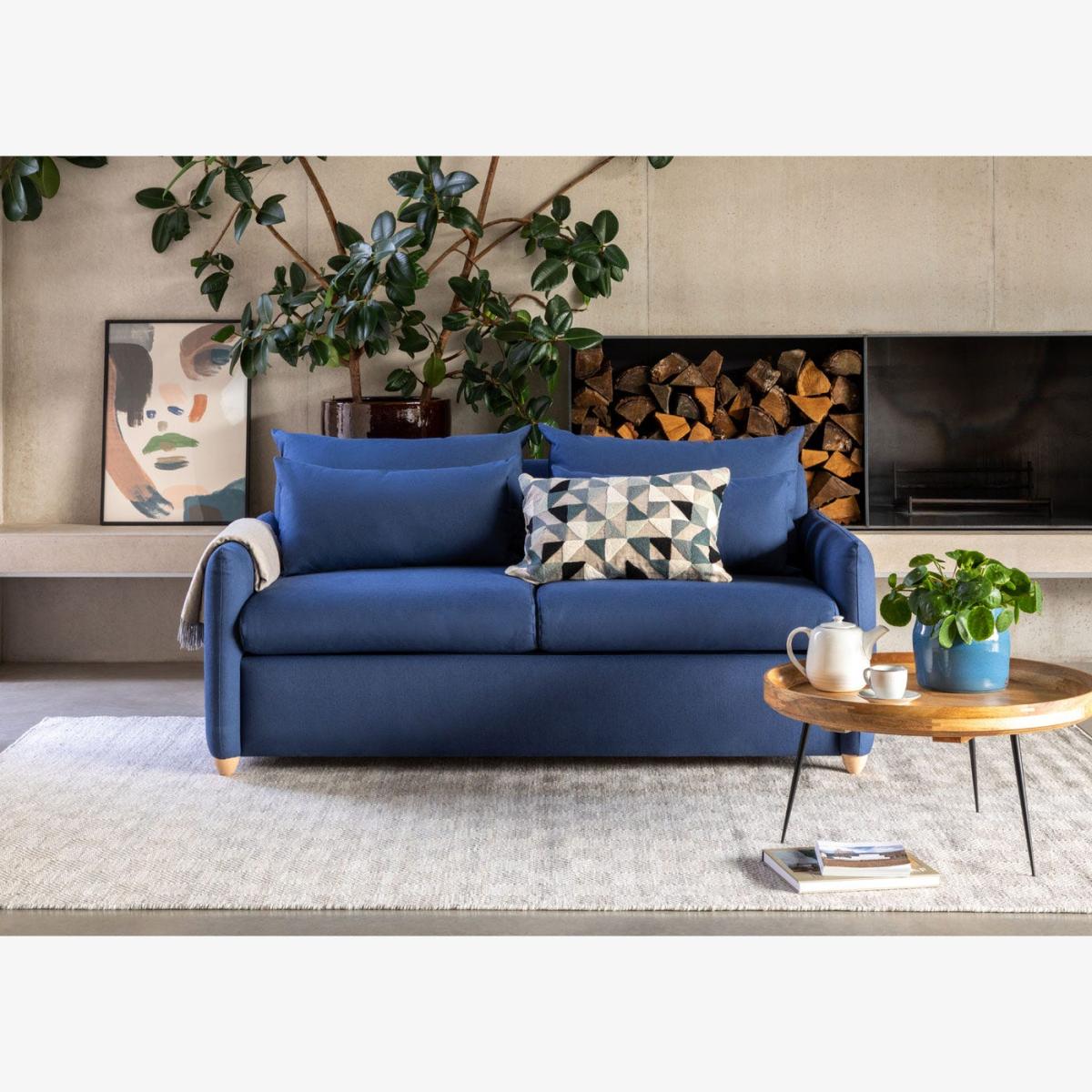 Heal's Pillow Medium LHF Corner Chaise Sofa Tejo Cobalt Natural Oak Feet - Heal's UK Furniture