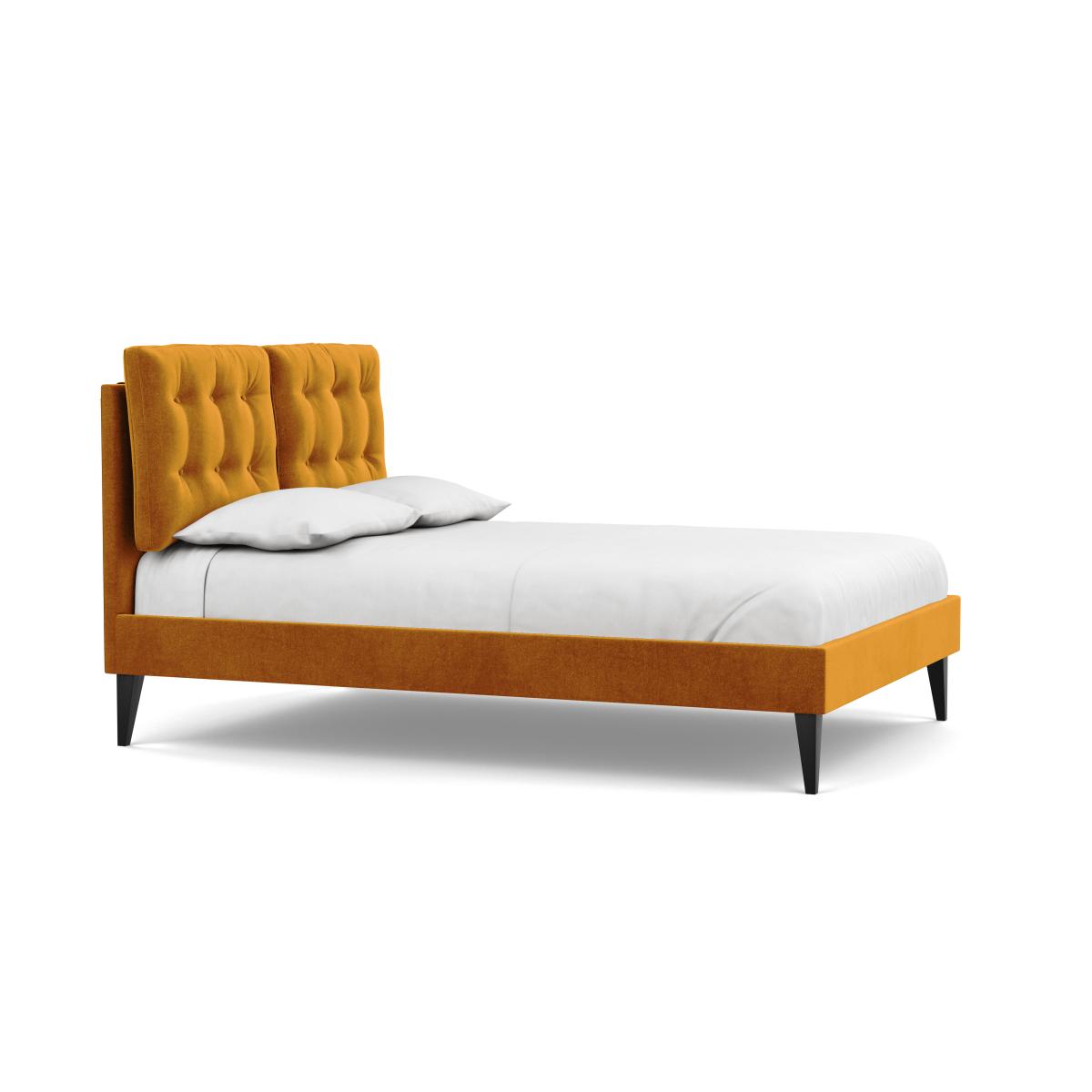 Heal's Mistral Double Bed Smart Luxe Velvet Cognac Black Feet - Heal's UK Bedroom Furniture – image 3