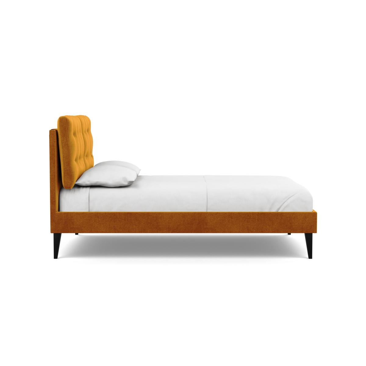 Heal's Mistral Double Bed Smart Luxe Velvet Cognac Black Feet - Heal's UK Bedroom Furniture – image 4