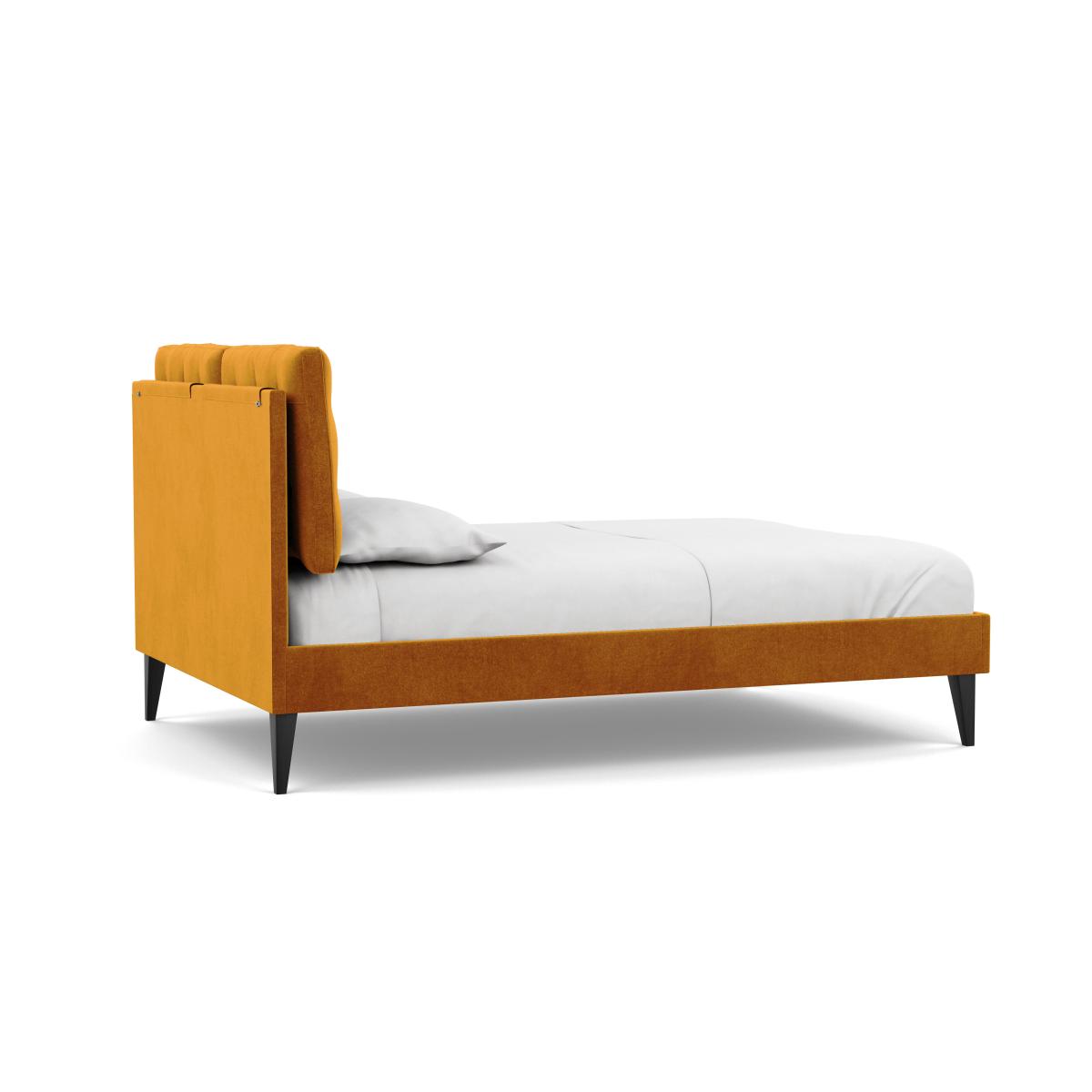 Heal's Mistral Double Bed Smart Luxe Velvet Cognac Black Feet - Heal's UK Bedroom Furniture – image 5