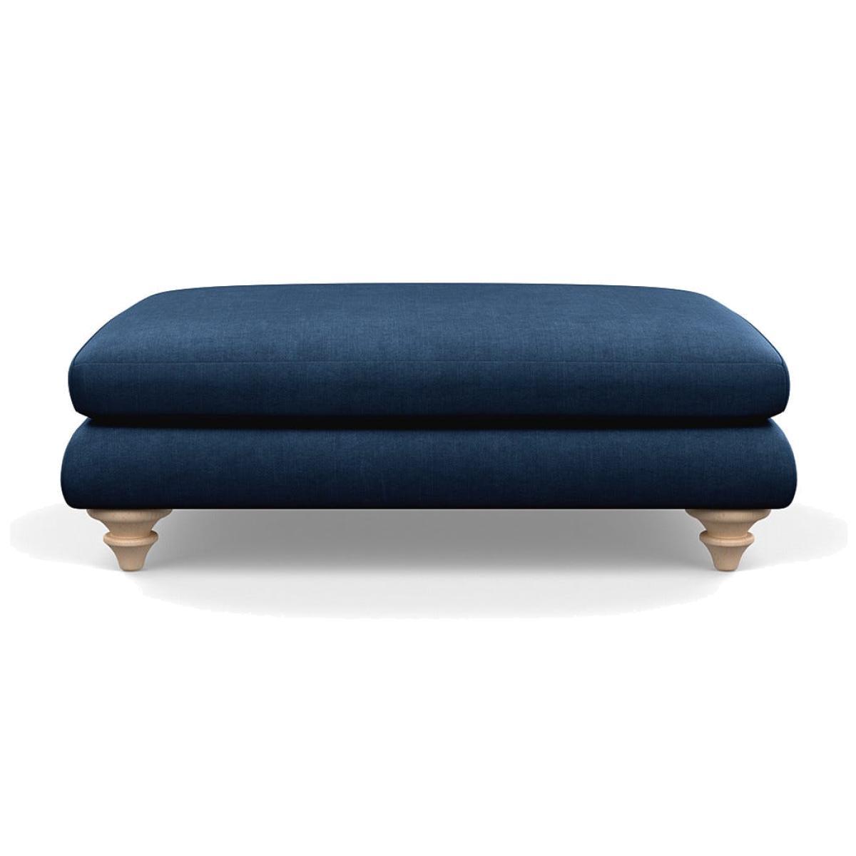 Heal's Hampstead Large Footstool Capelo LinenCotton Inkspot Natural Feet - Heal's UK Furniture