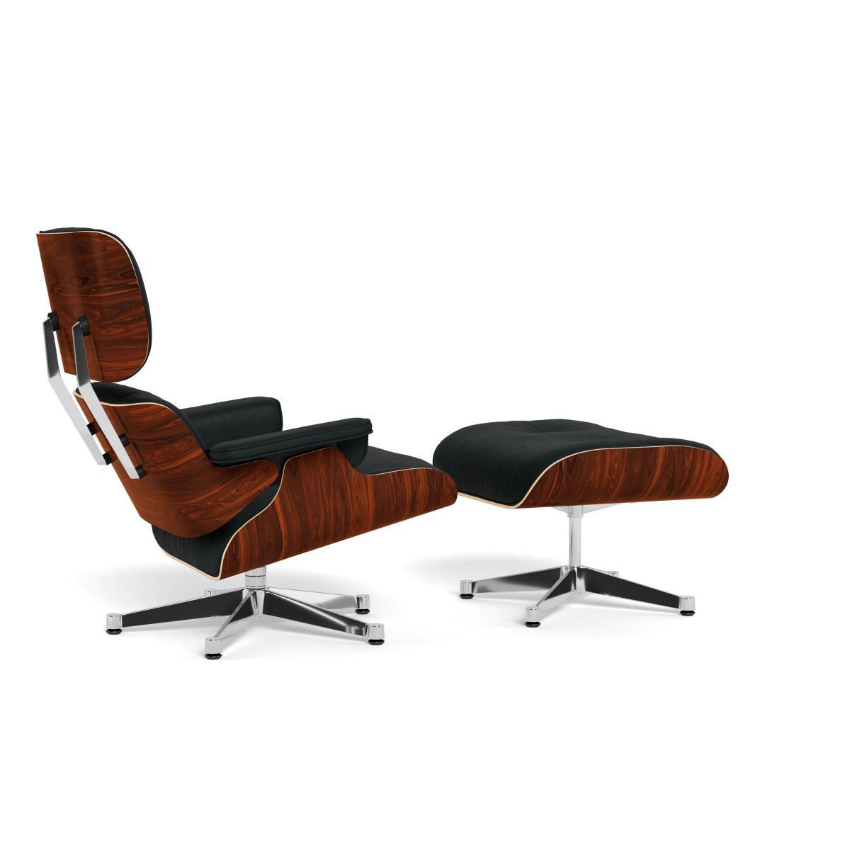 Vitra Eames Lounge Chair & Ottoman Classic Dims Black Ash Polished With Black Side Leather Premium Asphalt - Heal's UK Furniture – image 4