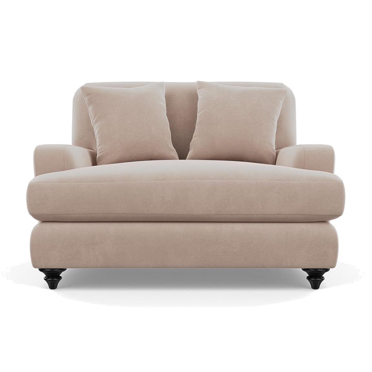 Heal's Hampstead Loveseat Smart Velvet Pebble Black Feet - Heal's UK Furniture