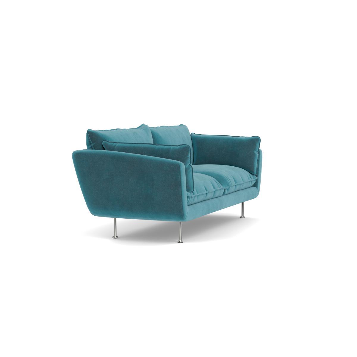 Heal's Allora 3 Seater Sofa Smart Luxe Velvet Airforce Blue Stainless Steel Feet - Heal's UK Furniture – image 2