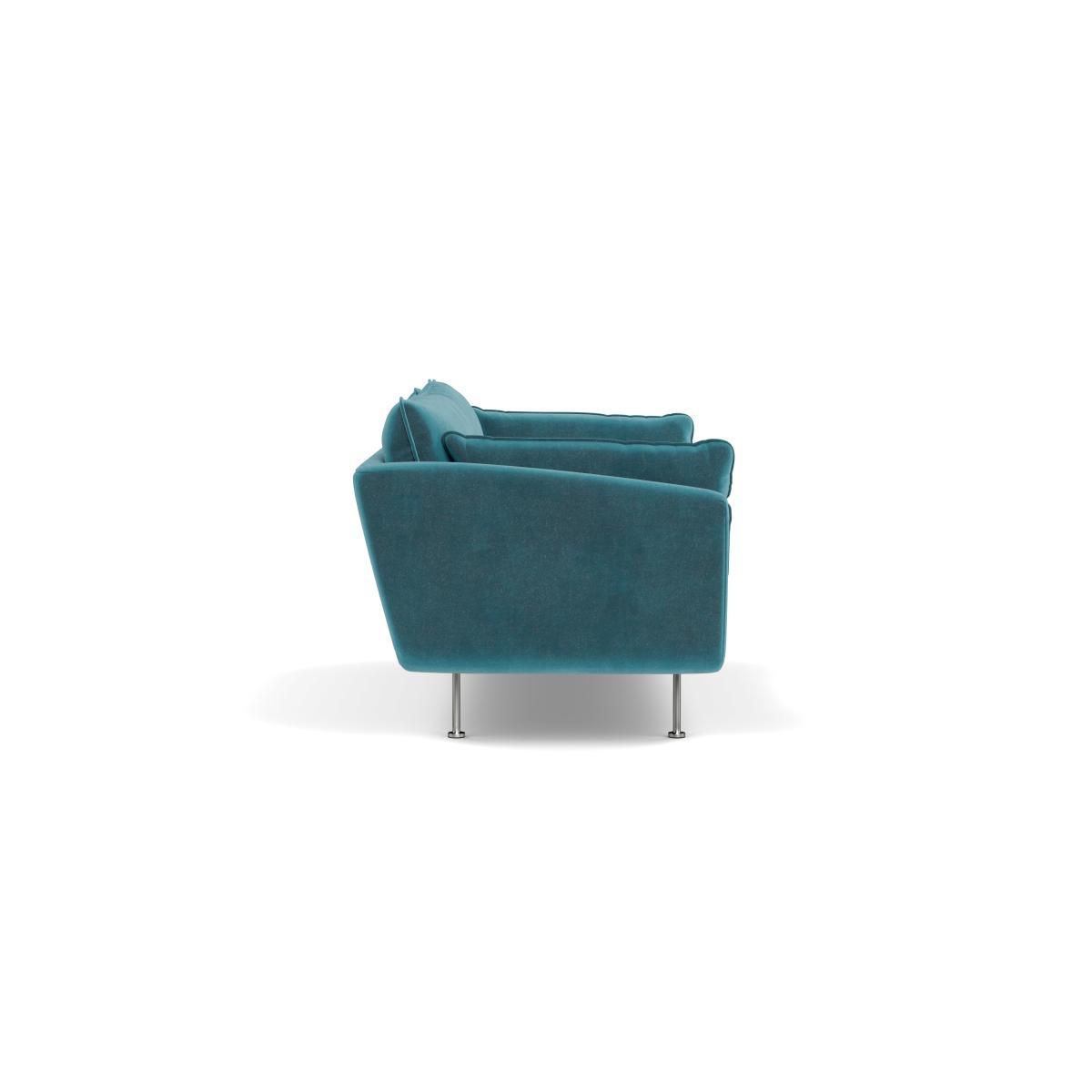 Heal's Allora 3 Seater Sofa Smart Luxe Velvet Airforce Blue Stainless Steel Feet - Heal's UK Furniture – image 3