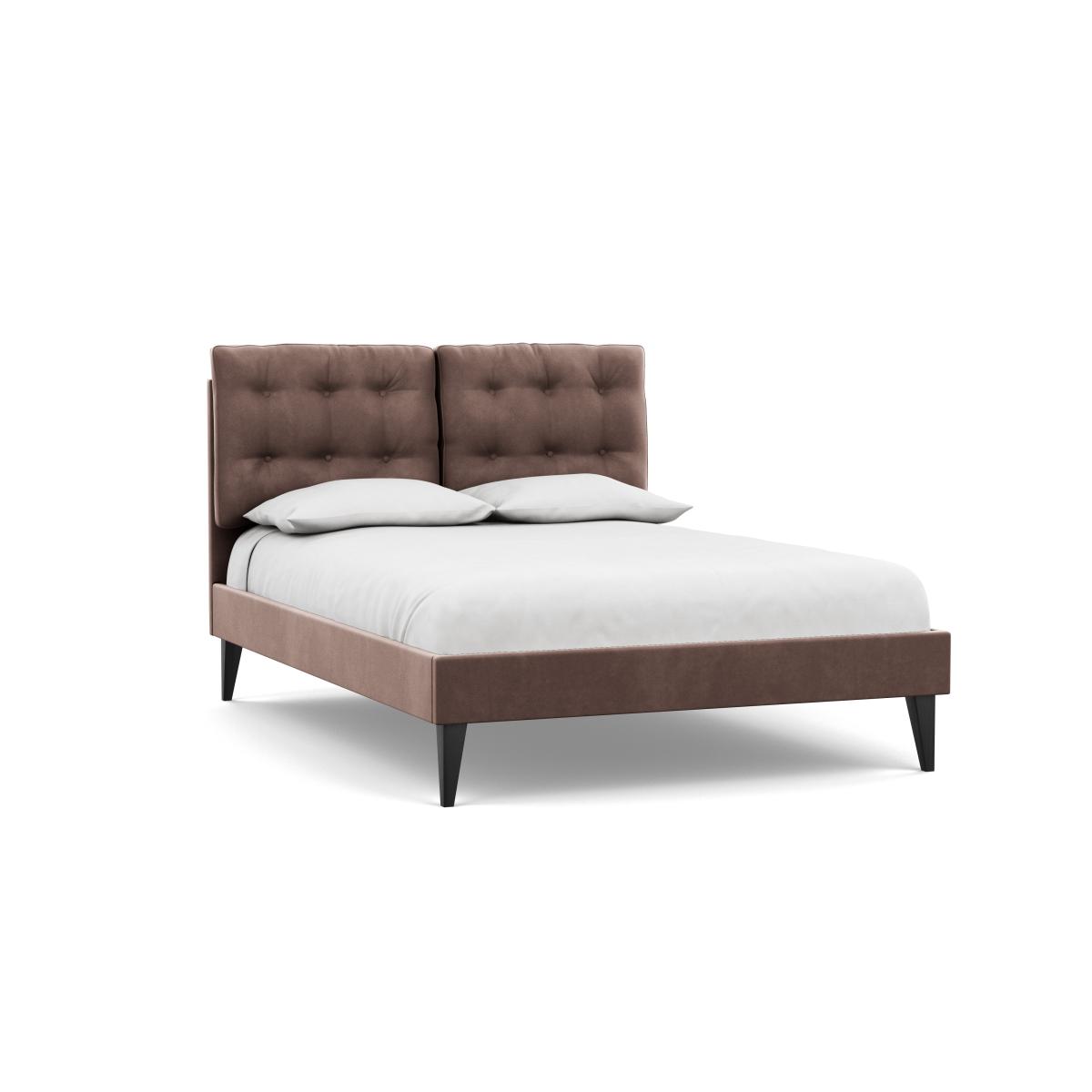Heal's Mistral Double Bed Velvet Mink Black Feet - Heal's UK Bedroom Furniture – image 2