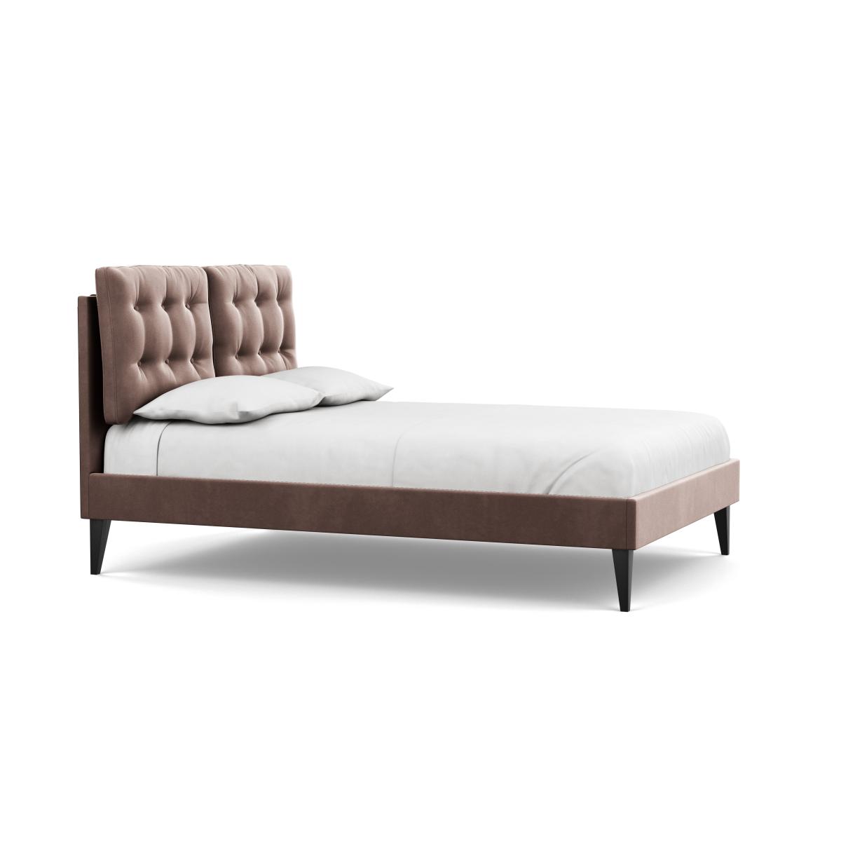 Heal's Mistral Double Bed Velvet Mink Black Feet - Heal's UK Bedroom Furniture – image 3