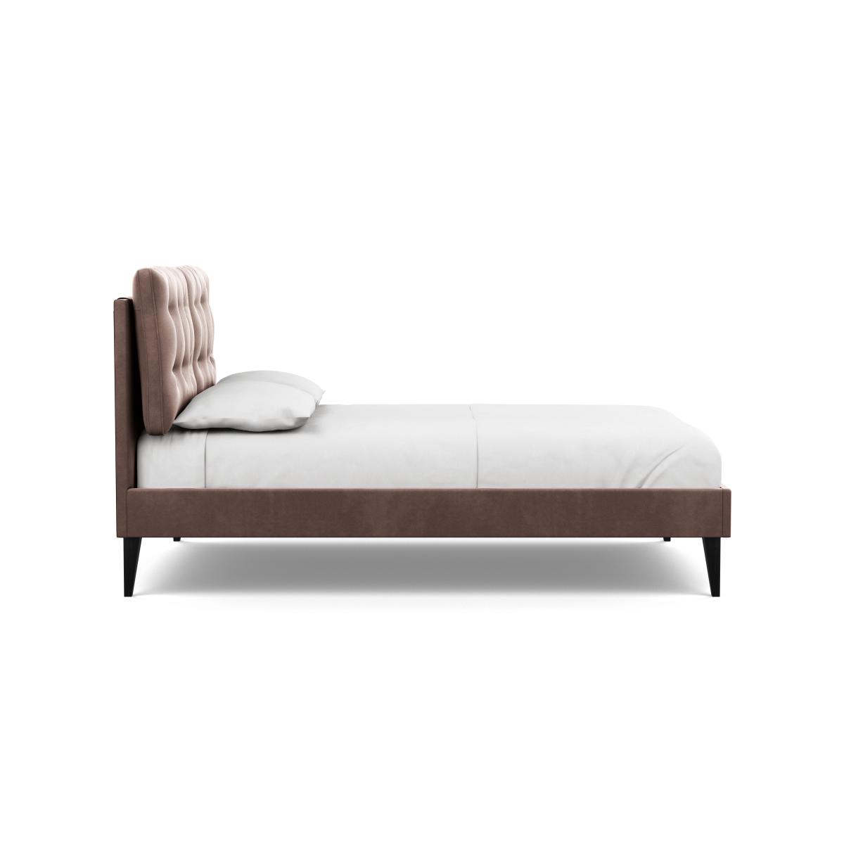 Heal's Mistral Double Bed Velvet Mink Black Feet - Heal's UK Bedroom Furniture – image 4