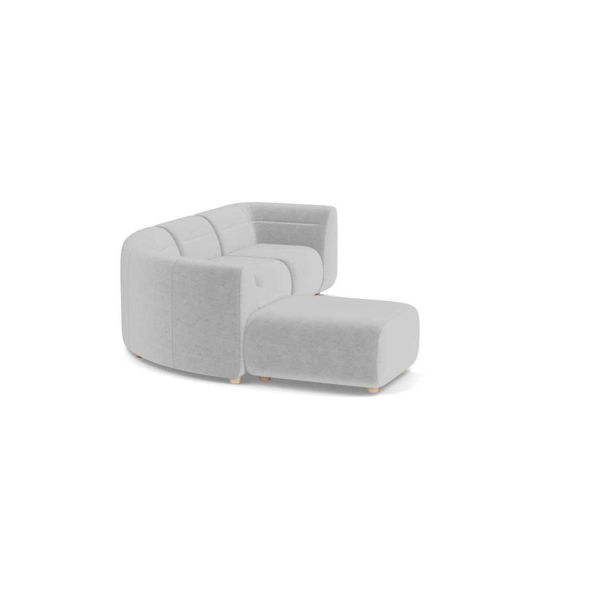 Heal's Lilli Left Hand Facing Curved Corner Sofa Velvet Platinum Natural Ash Feet - Heal's UK Furniture – image 2