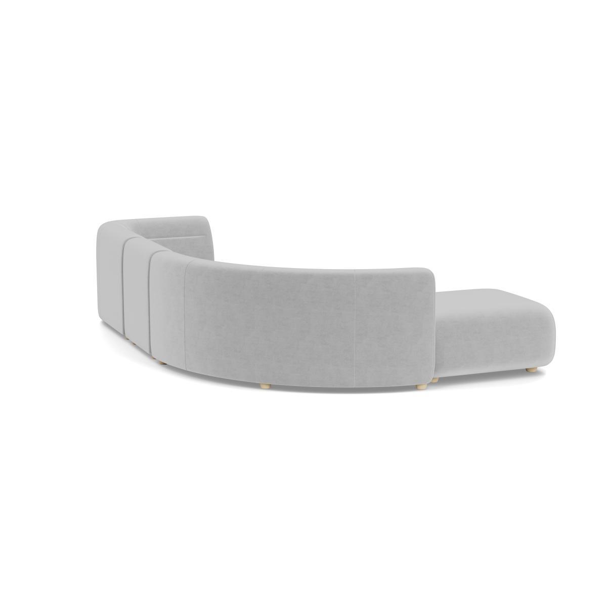 Heal's Lilli Left Hand Facing Curved Corner Sofa Velvet Platinum Natural Ash Feet - Heal's UK Furniture – image 4