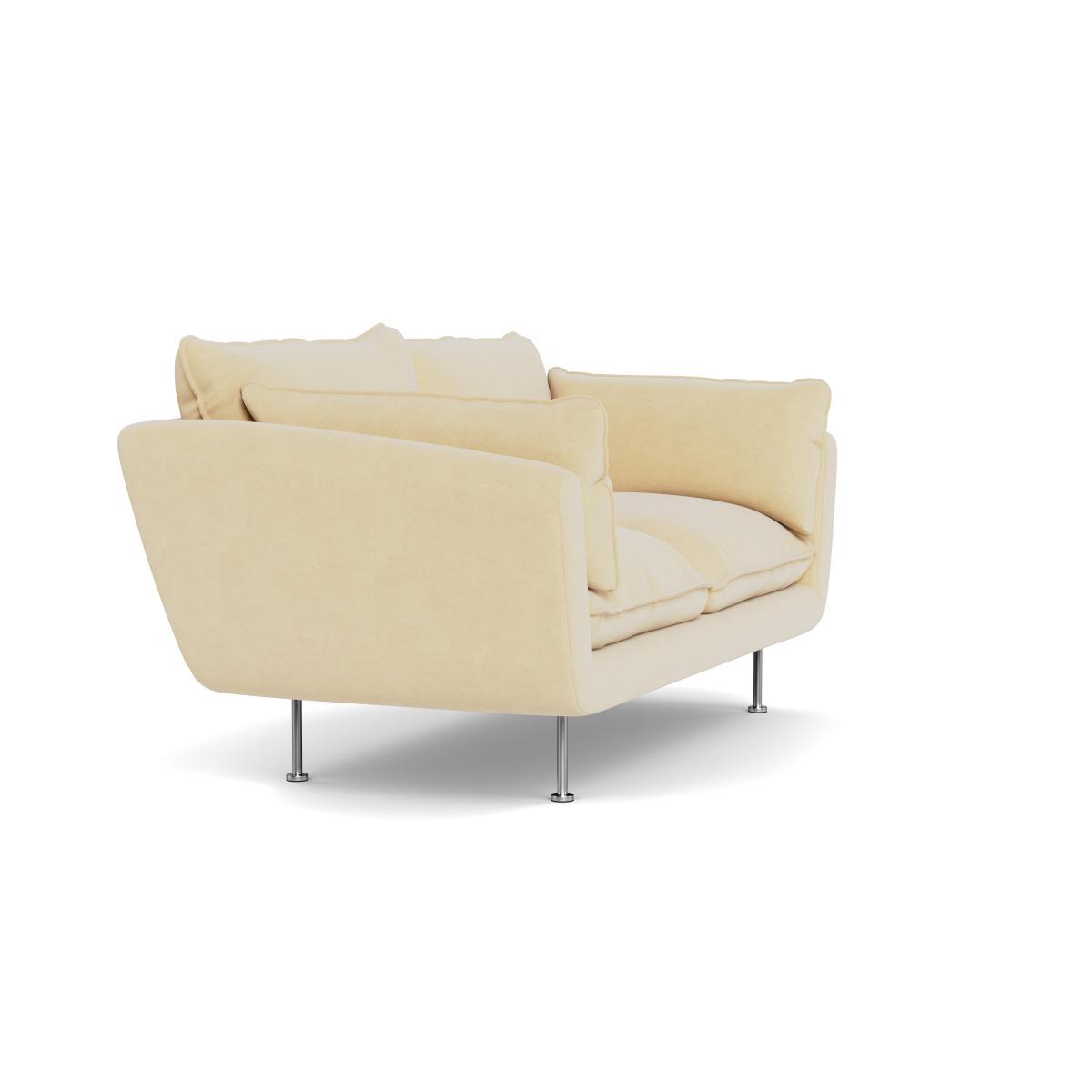 Heal's Allora 2 Seater Sofa Smart Luxe Velvet Biscuit Stainless Steel Feet - Heal's UK Furniture – image 2