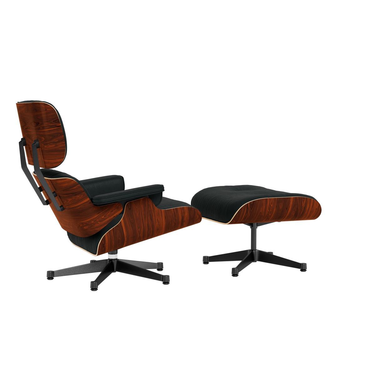 Vitra Eames Lounge Chair & Ottoman New Dims Black Pig. Walnut Polished Aluminium L.Natural Chocolate - Heal's UK Furniture – image 4