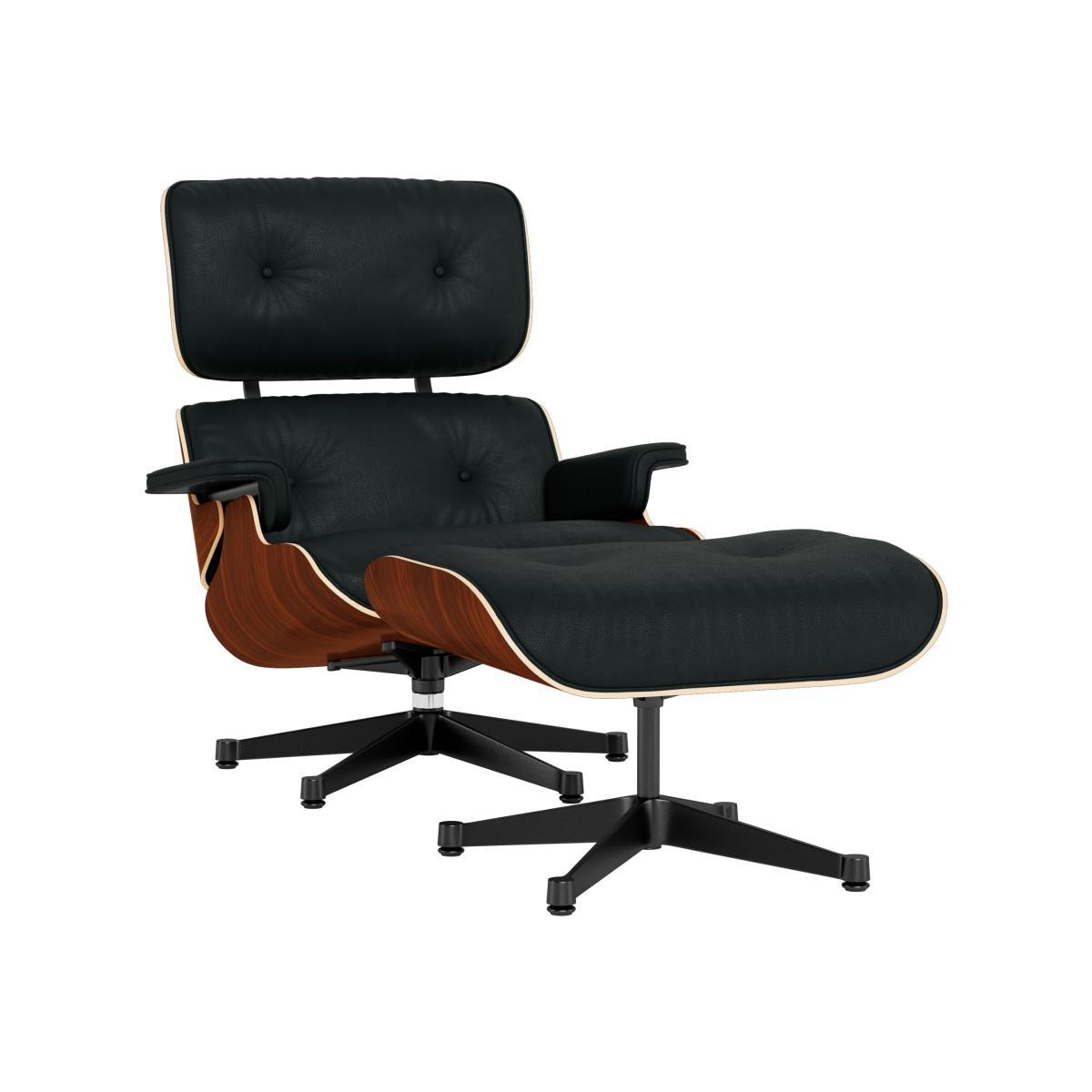 Vitra Eames Lounge Chair & Ottoman New Dims Black Pig. Walnut Polished Aluminium L.Natural Chocolate - Heal's UK Furniture – image 1