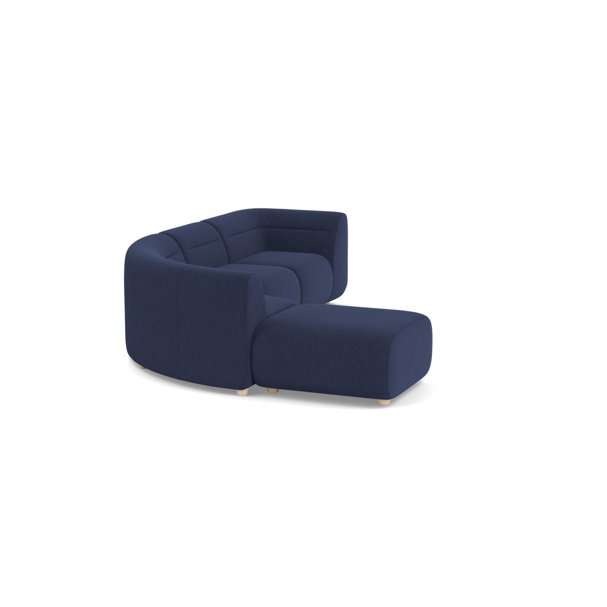 Heal's Lilli Left Hand Facing Curved Corner Sofa Smart Linen Mix Navy Natural Ash Feet - Heal's UK Furniture – image 2