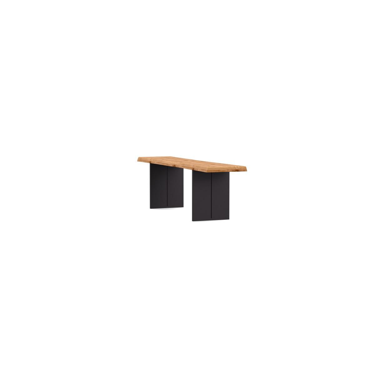 Heal's Berlin Bench 280x35cm Smoked Oak Straight Edge Filled Stainless Steel Legs - Heal's UK Furniture – image 4