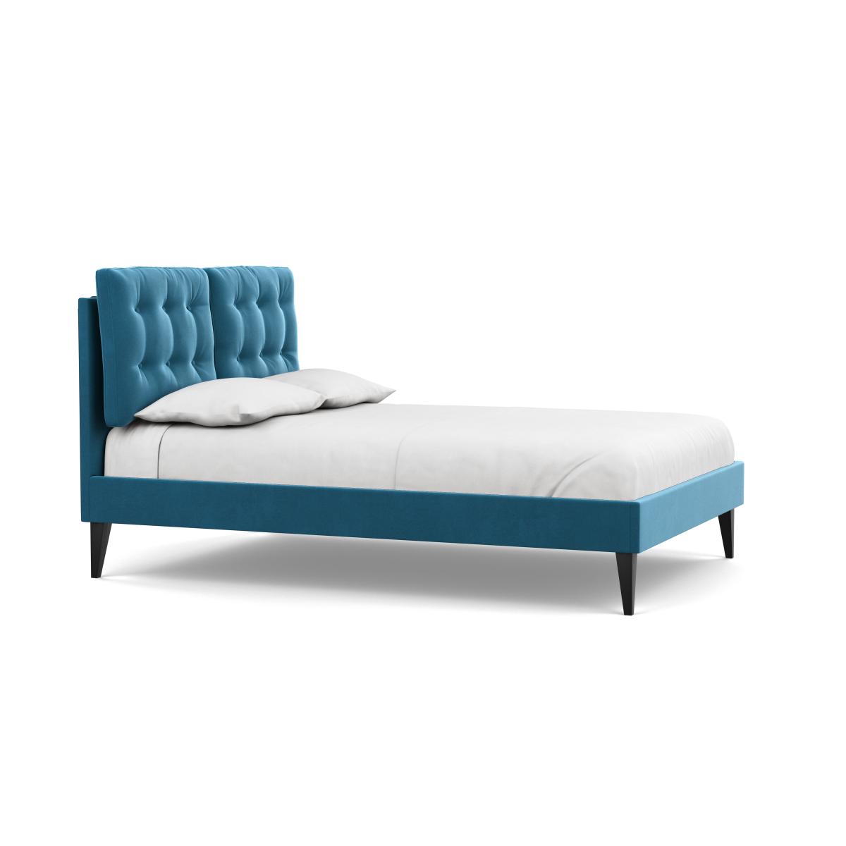 Heal's Mistral Double Bed Smart Velvet Ocean Black Feet - Heal's UK Bedroom Furniture – image 3