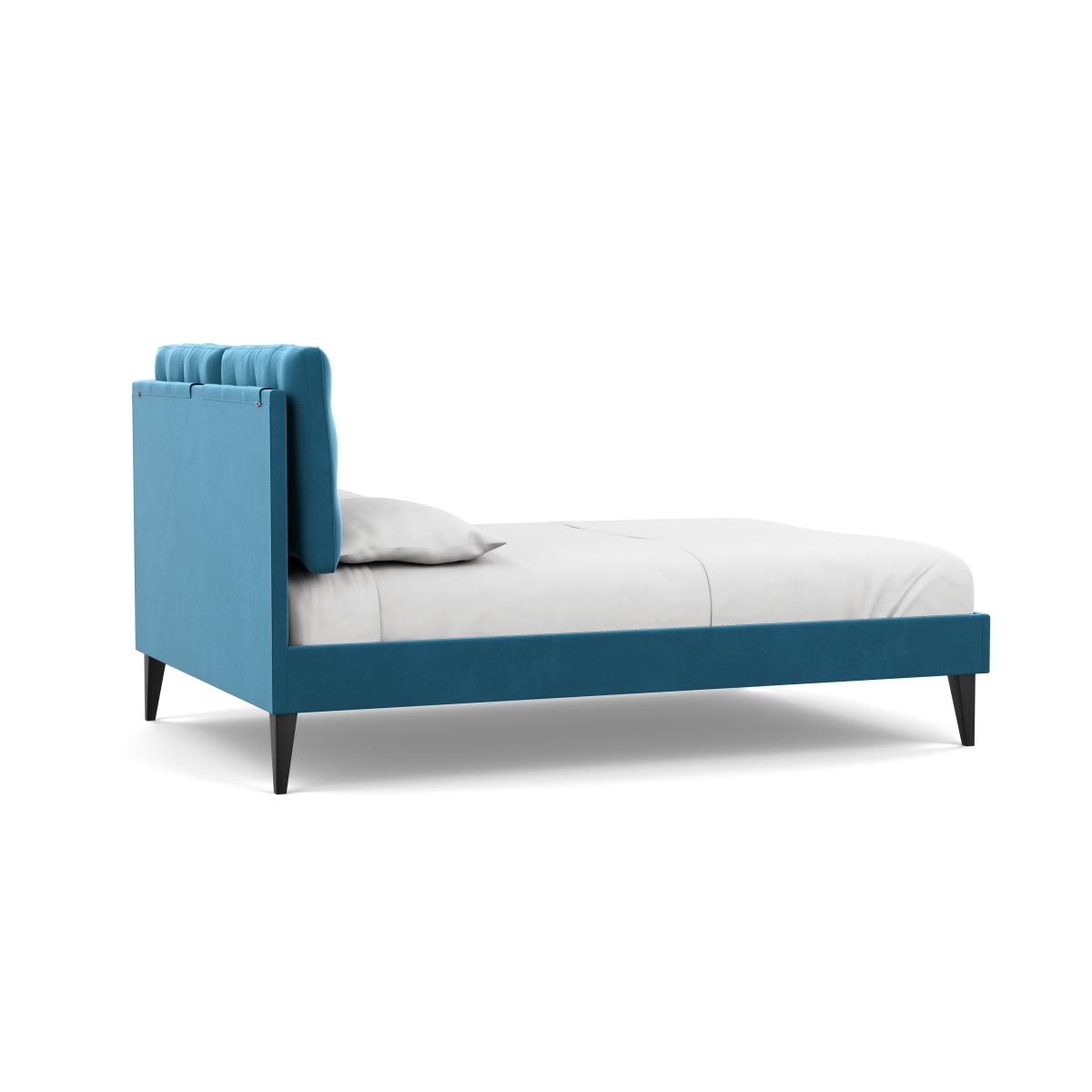 Heal's Mistral Double Bed Smart Velvet Ocean Black Feet - Heal's UK Bedroom Furniture – image 5