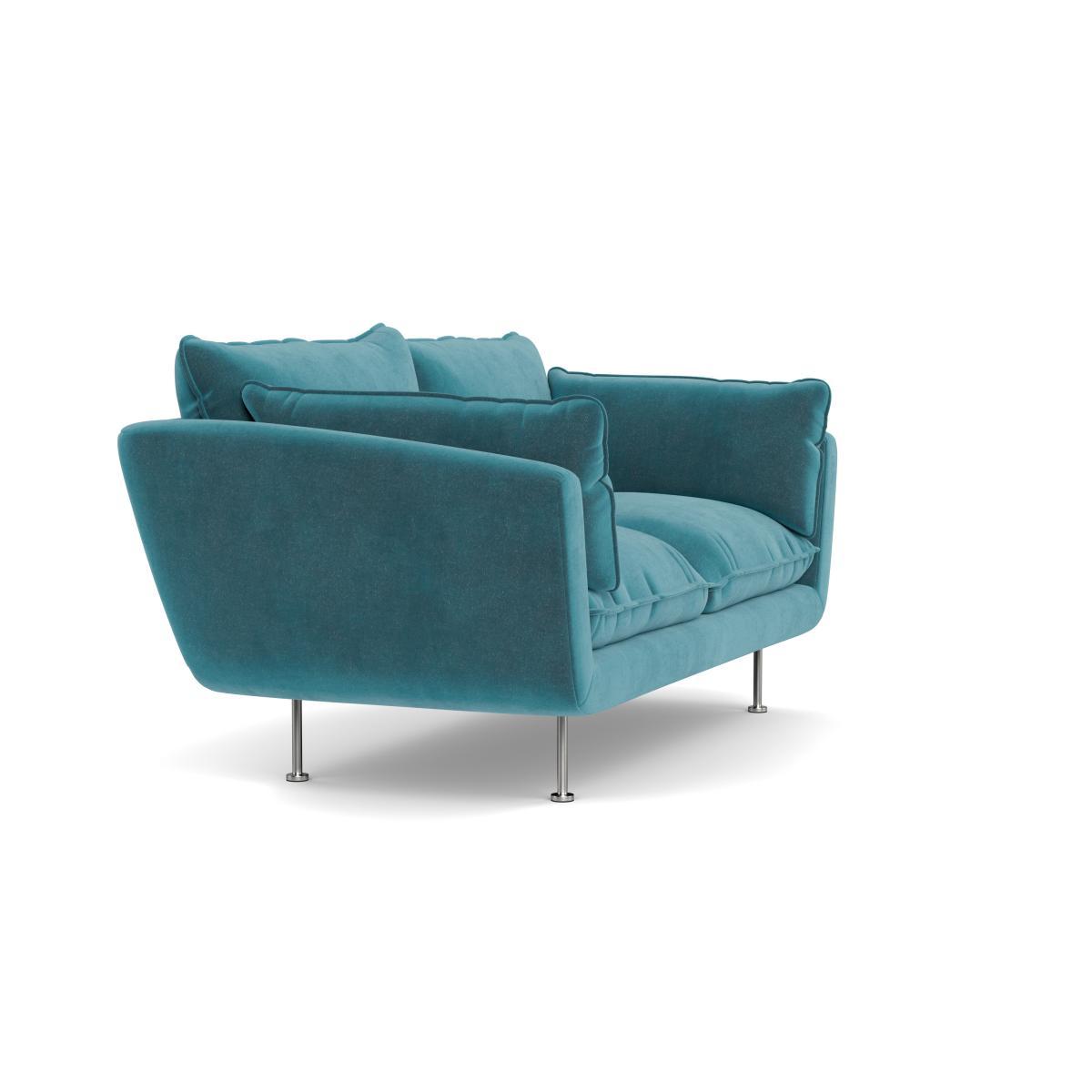 Heal's Allora 2 Seater Sofa Smart Luxe Velvet Airforce Blue Black Feet - Heal's UK Furniture – image 2