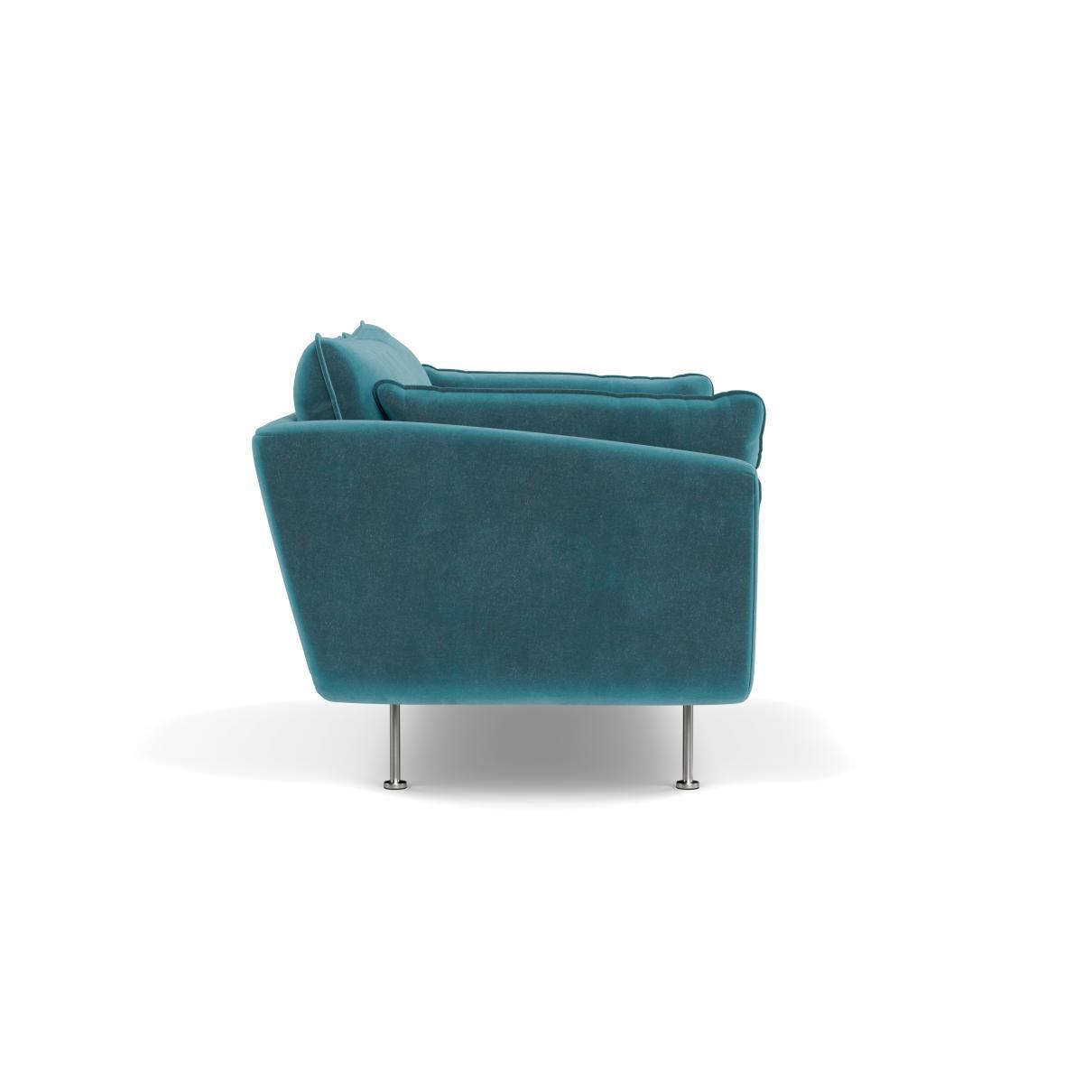 Heal's Allora 2 Seater Sofa Smart Luxe Velvet Airforce Blue Black Feet - Heal's UK Furniture – image 3