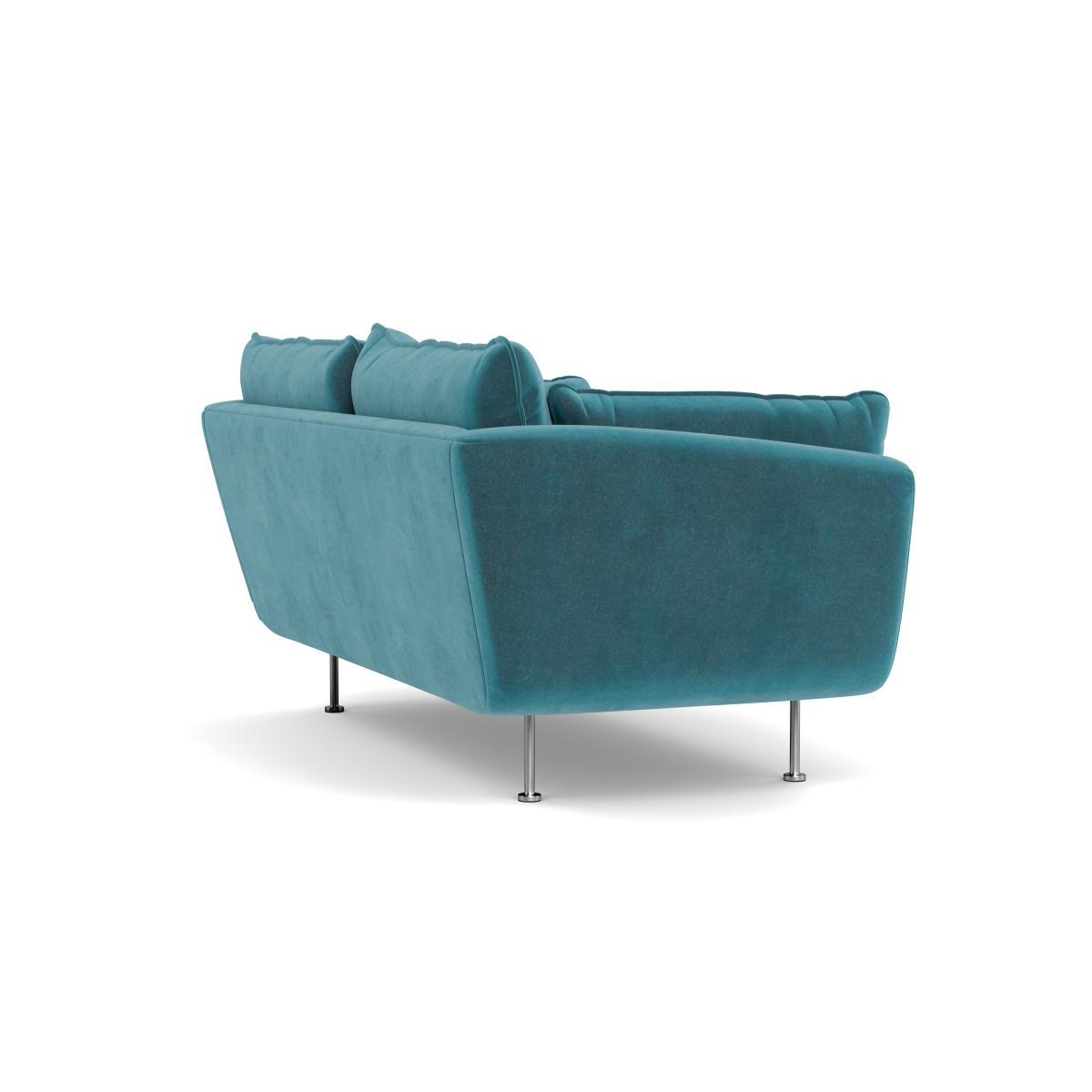 Heal's Allora 2 Seater Sofa Smart Luxe Velvet Airforce Blue Black Feet - Heal's UK Furniture – image 4