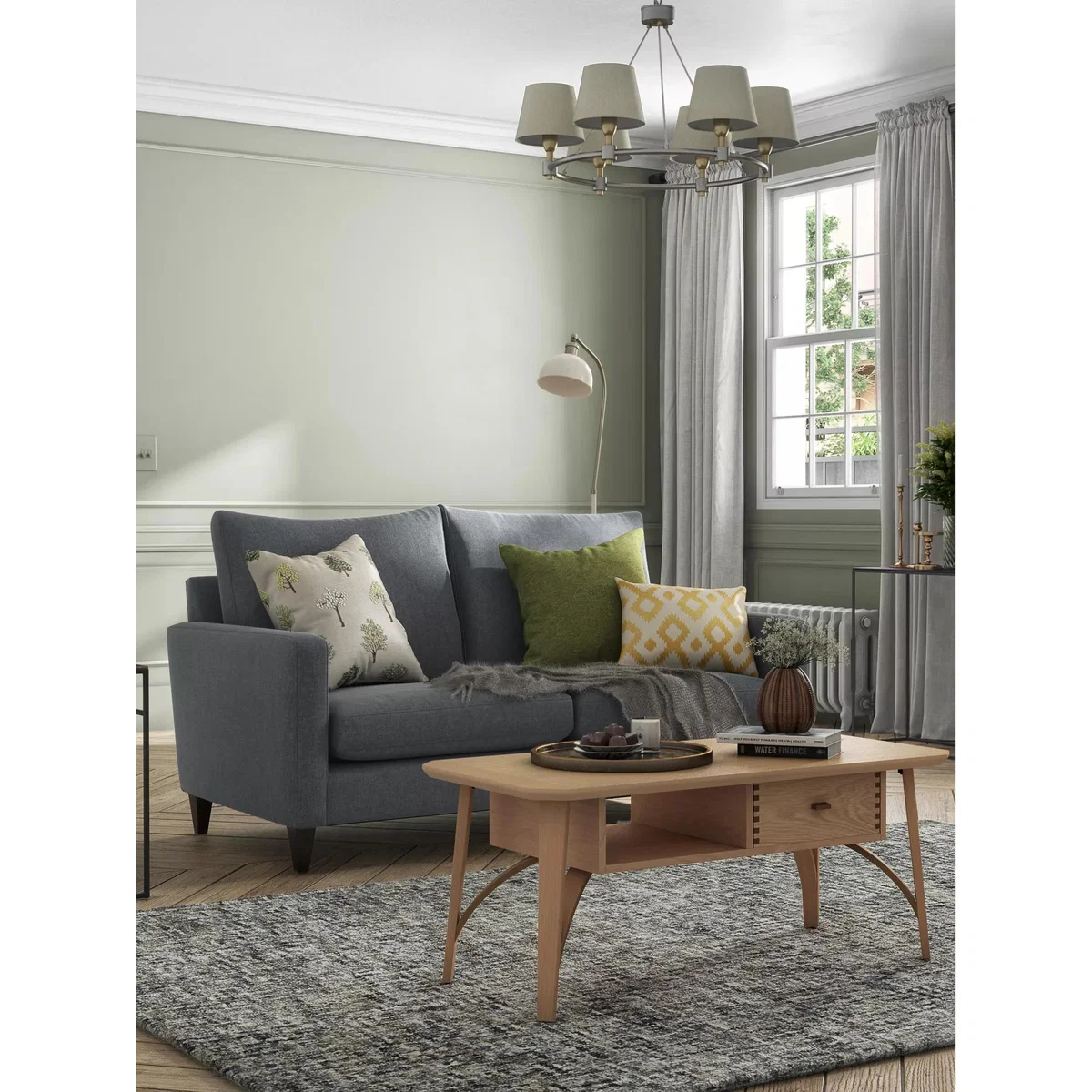 John Lewis & Partners Bailey High Back Medium 2 Seater Sofa, Dark Leg, Hatton Steel – image 2