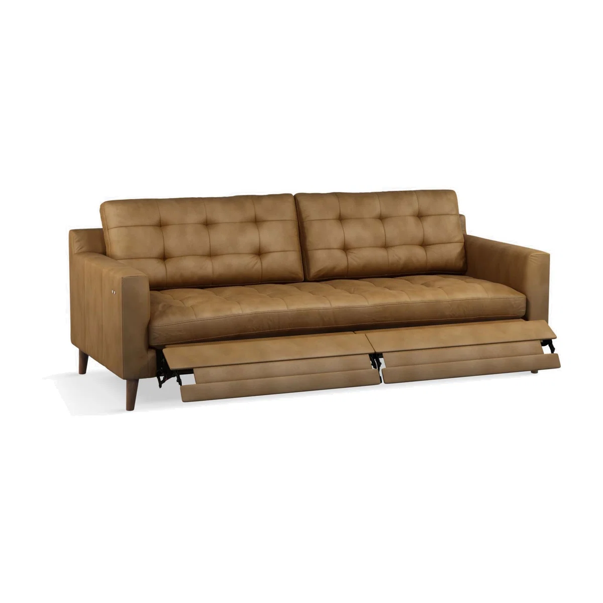 John Lewis & Partners Draper Motion Large 3 Seater Leather Sofa with Footrest Mechanism, Dark Leg – image 1