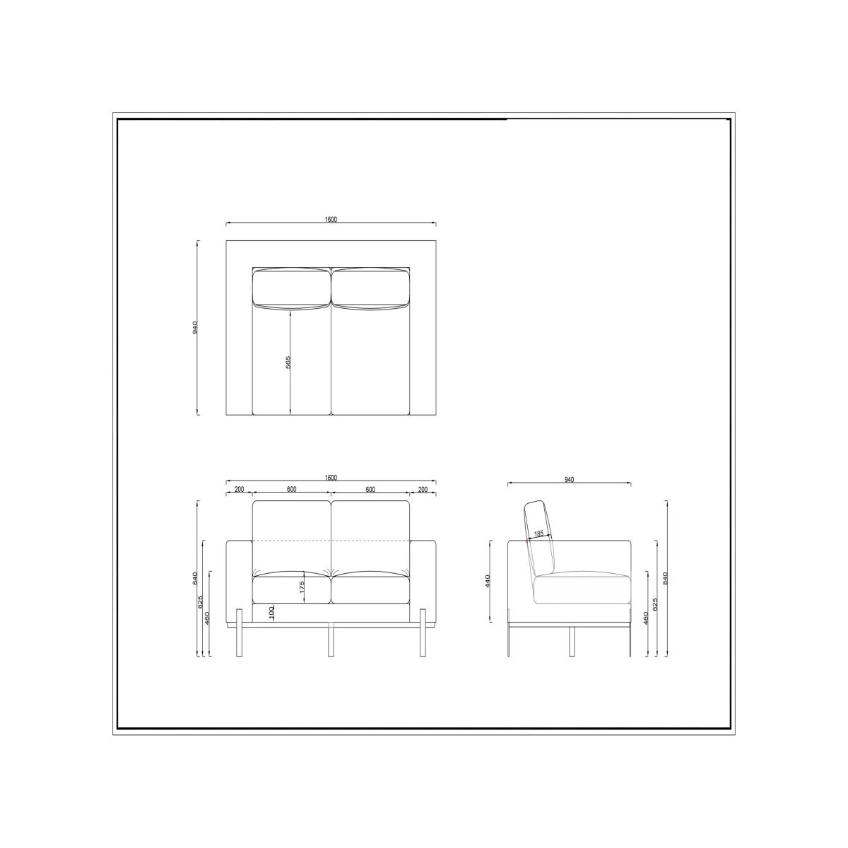 John Lewis City Medium 2 Seater Sofa, Black Leg, Donna Grey Weave – image 3