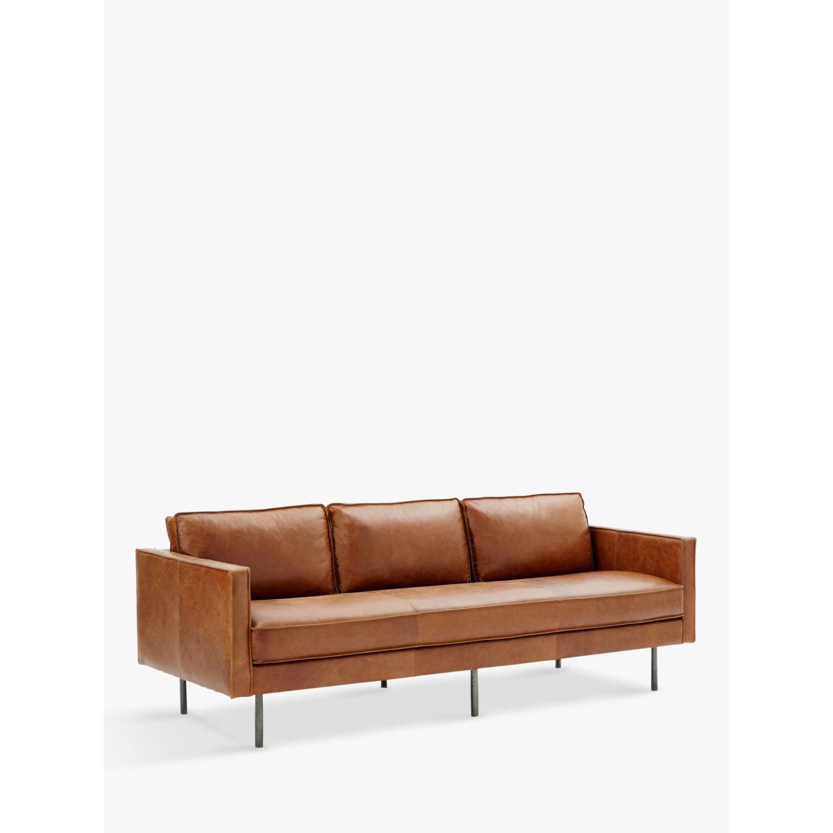 west elm Axel Large 3 Seater Leather Sofa, Saddle – image 5