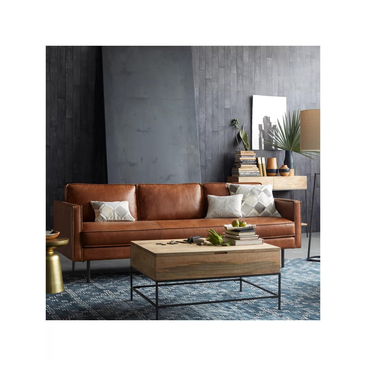 west elm Axel Large 3 Seater Leather Sofa, Saddle – image 6