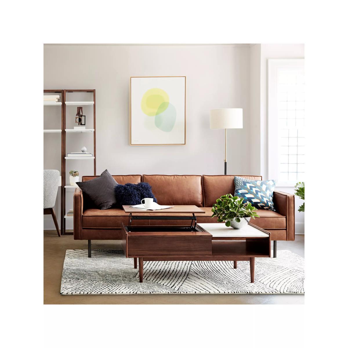 west elm Axel Large 3 Seater Leather Sofa, Saddle – image 7