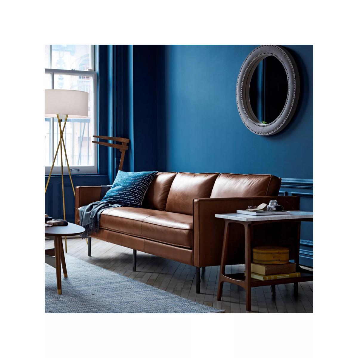 west elm Axel Large 3 Seater Leather Sofa, Saddle – image 8