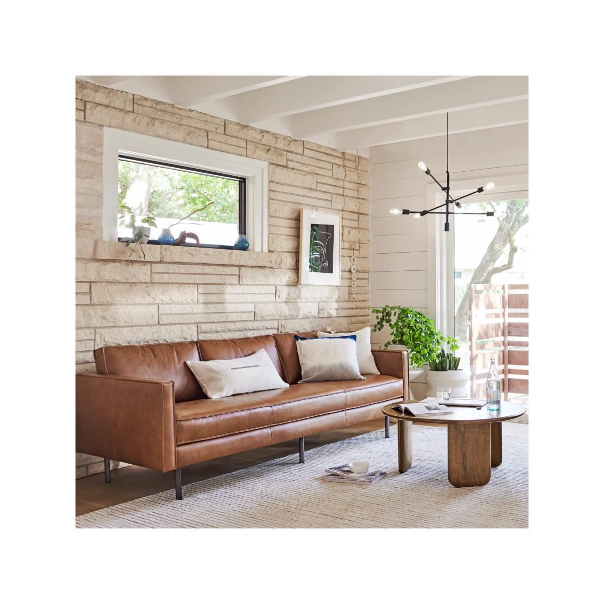 west elm Axel Large 3 Seater Leather Sofa, Saddle – image 9
