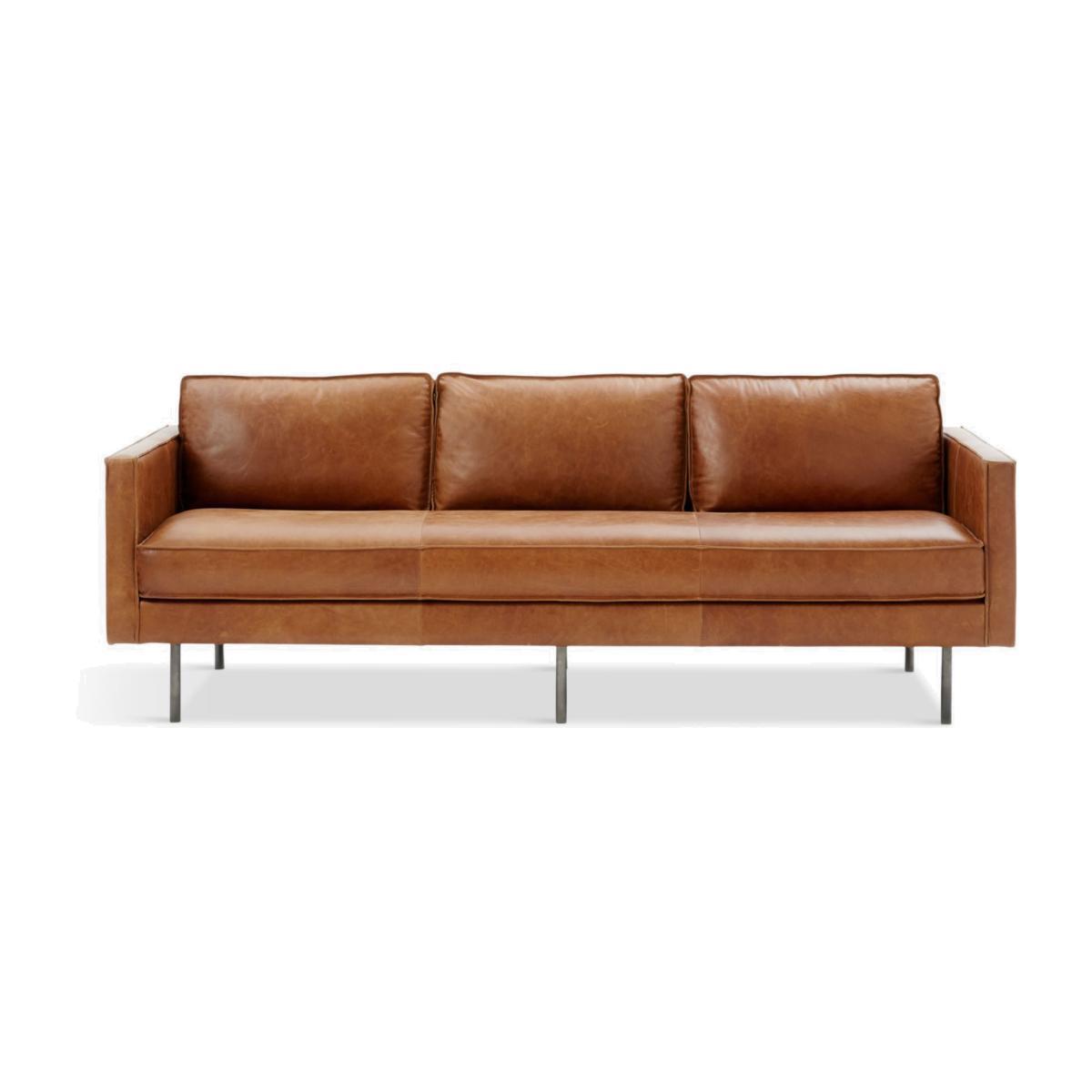 west elm Axel Large 3 Seater Leather Sofa, Saddle – image 1
