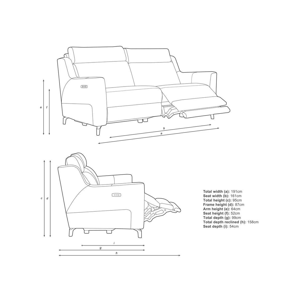John Lewis & Partners Elevate Large 2 Seater Power Recliner Leather Sofa, Metal Leg – image 8