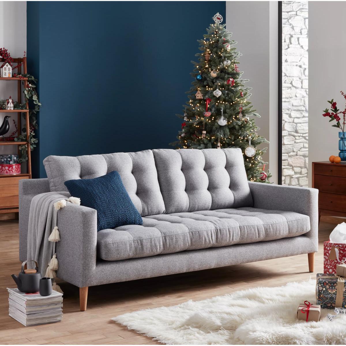 John Lewis & Partners Draper Large 3 Seater Sofa, Light Leg, Saga Grey – image 8