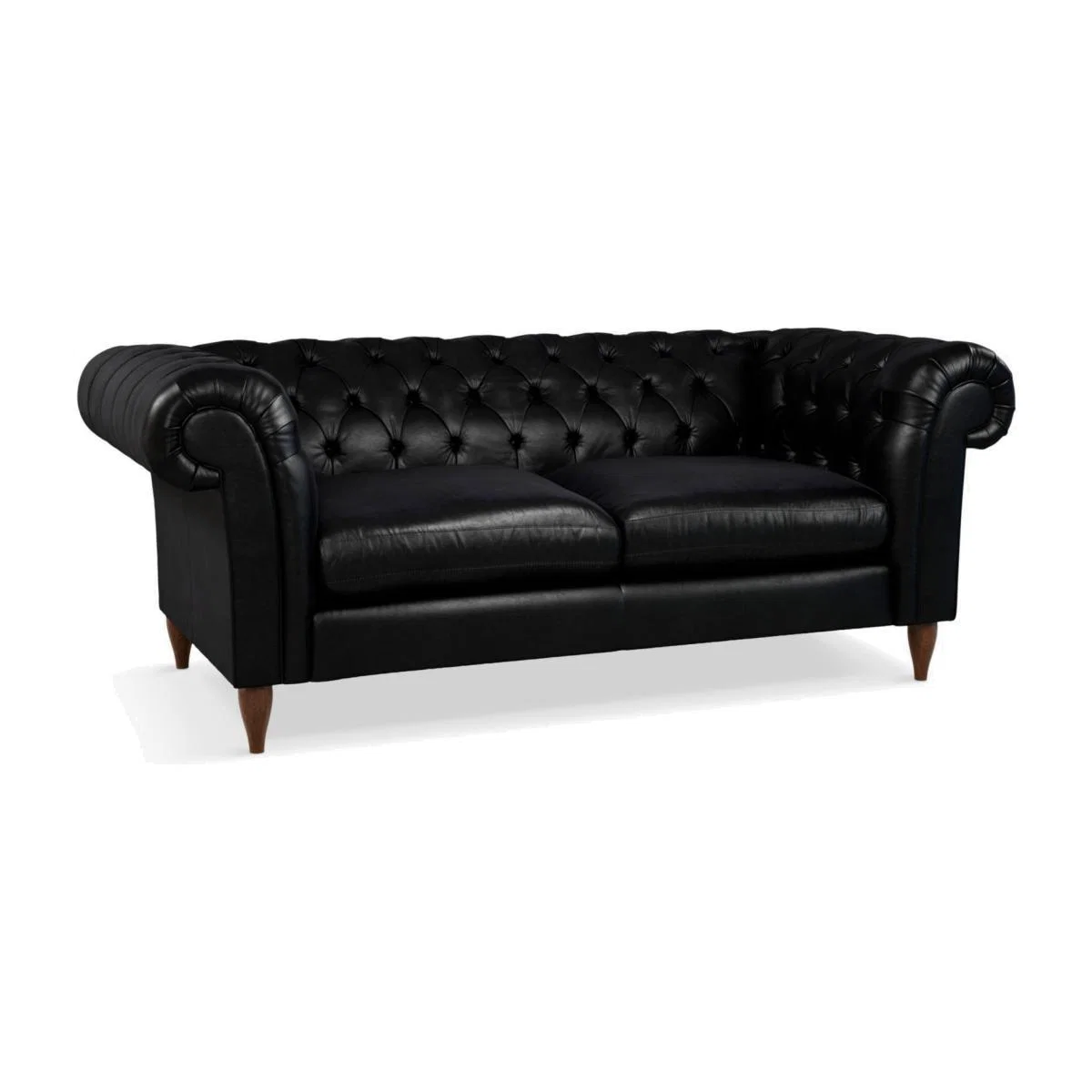 John Lewis & Partners Cromwell Chesterfield Large 3 Seater Leather Sofa, Dark Leg – image 1
