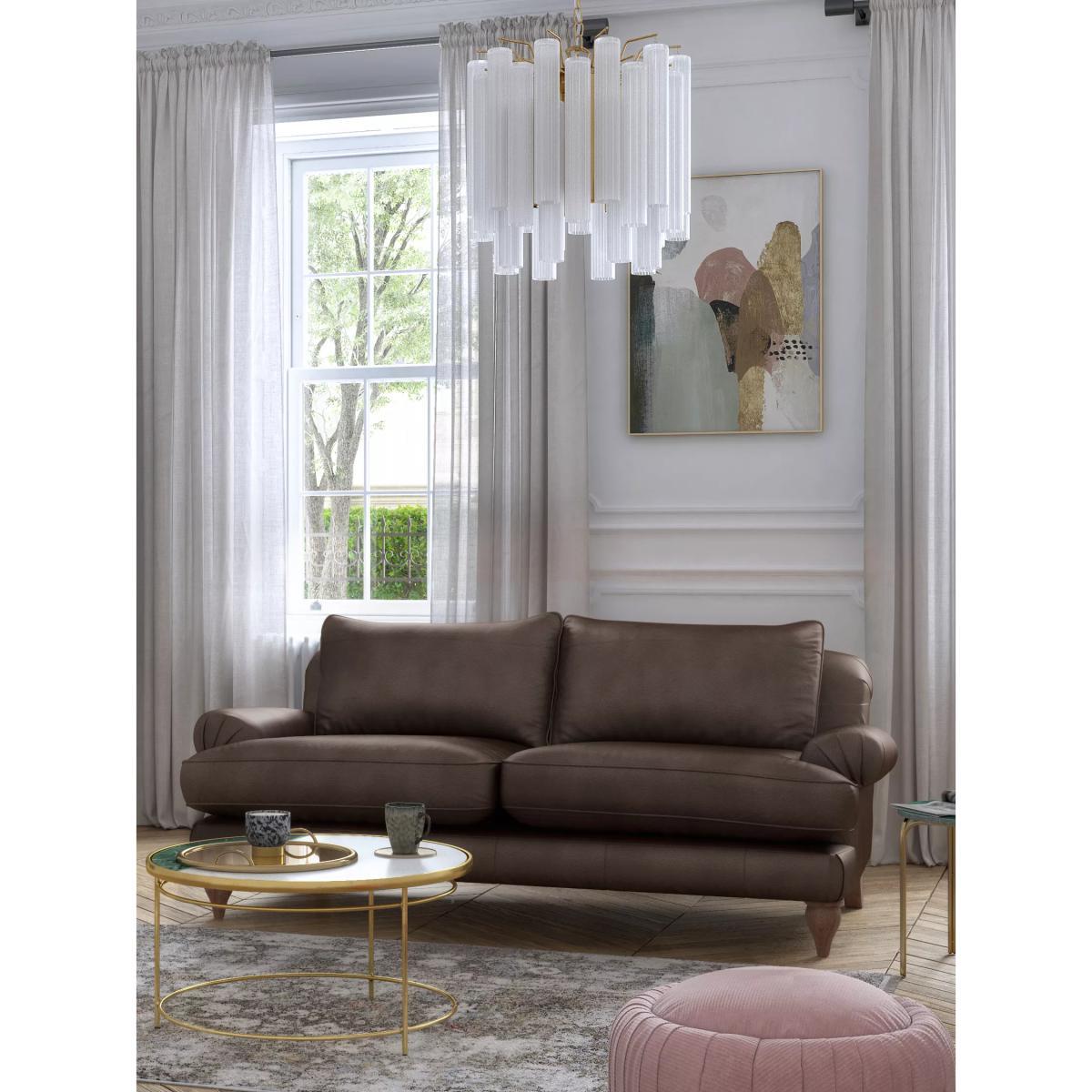 Croft Collection Findon Large 3 Seater Leather Sofa, Dark Leg – image 2