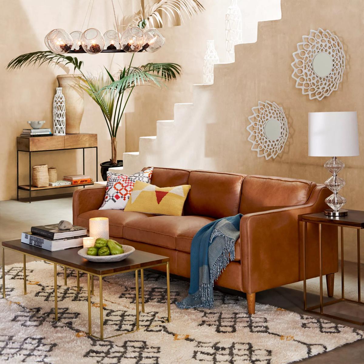 west elm Hamilton Large 3 Seater Leather Sofa, Sienna – image 5