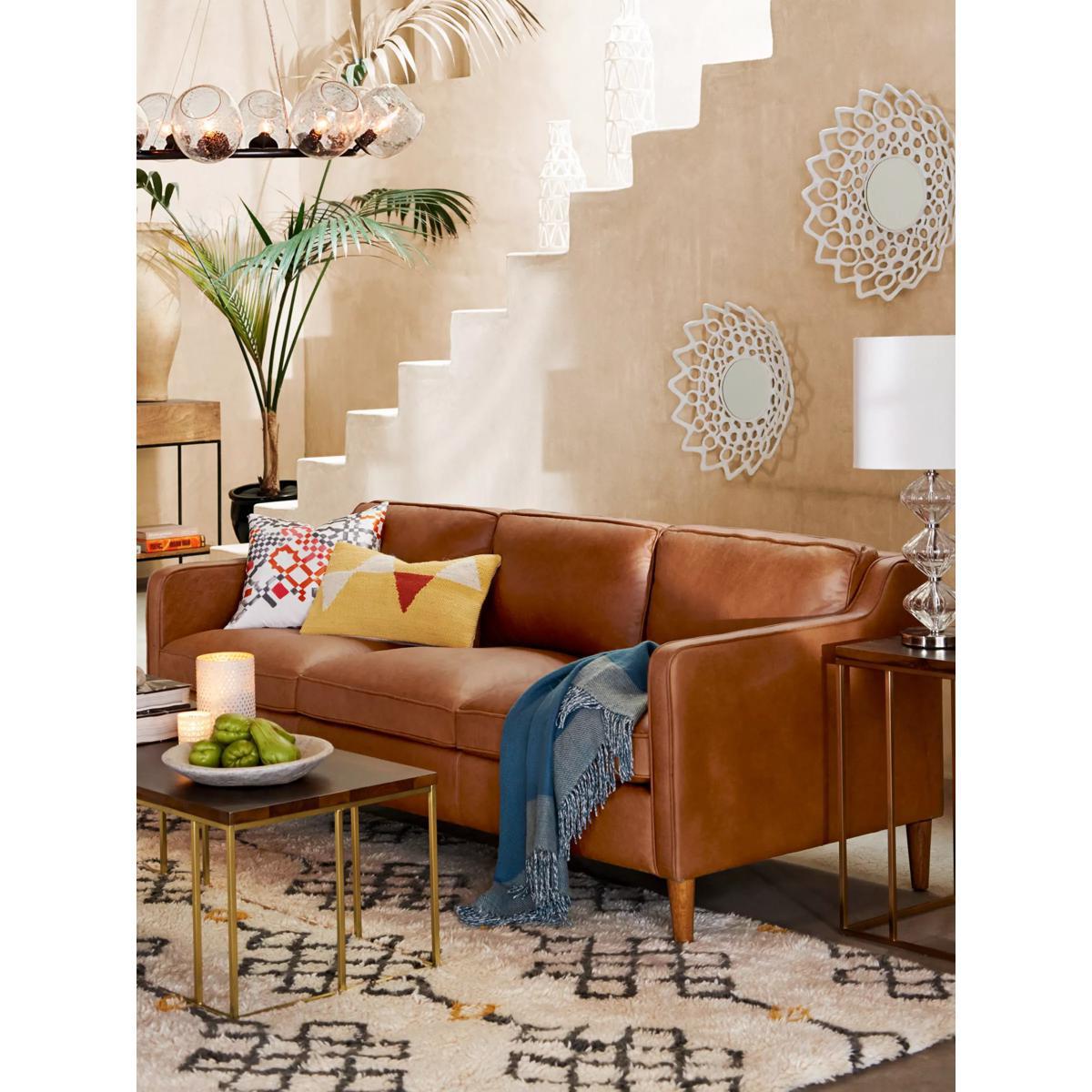 west elm Hamilton Large 3 Seater Leather Sofa, Sienna – image 8