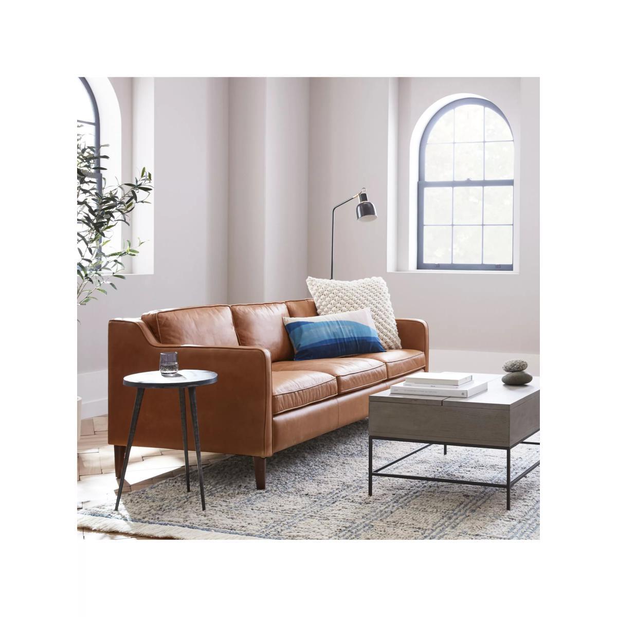 west elm Hamilton Large 3 Seater Leather Sofa, Sienna – image 9