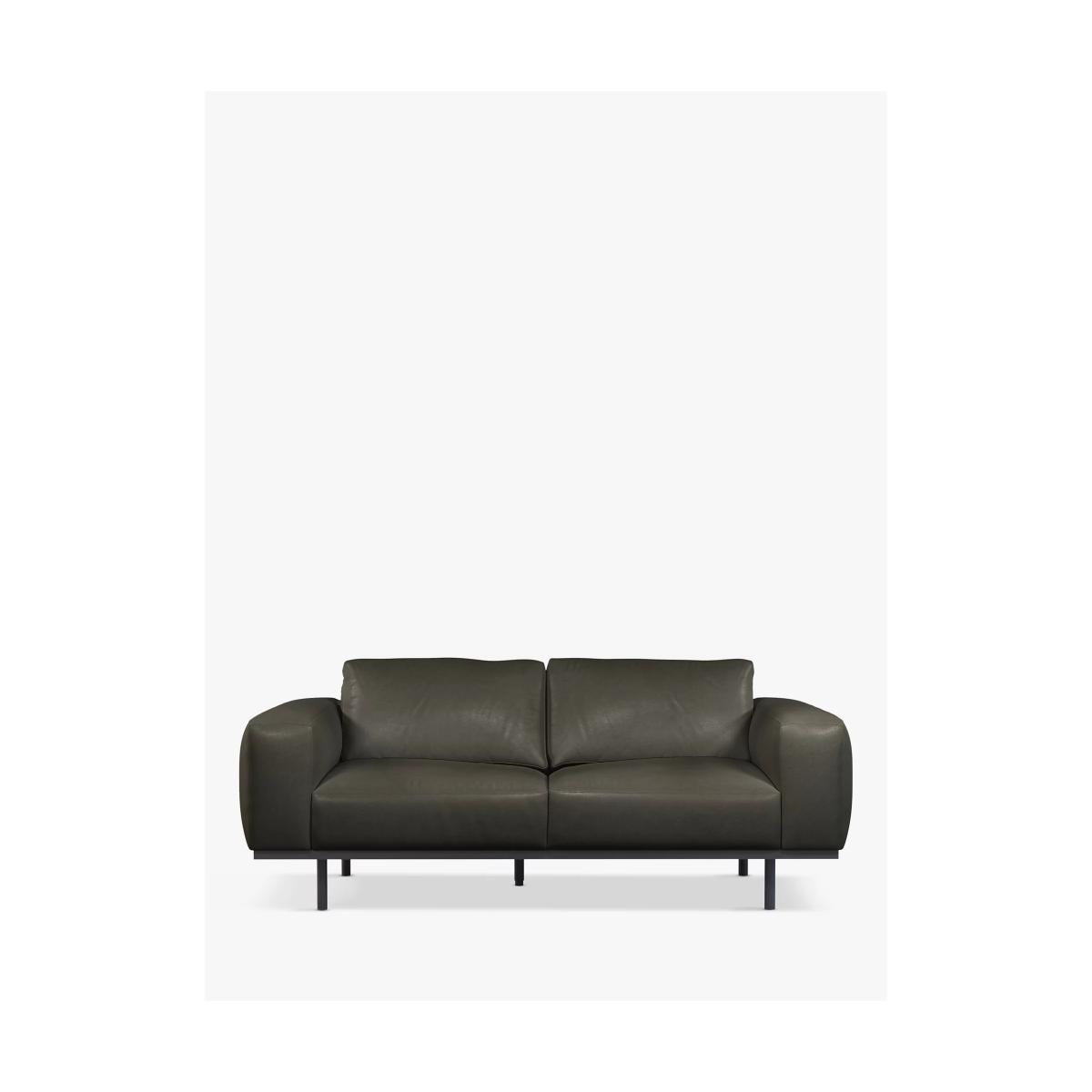 Halo Nougat Medium 2 Seater Leather Sofa, Hand Tipped Pewter – image 4