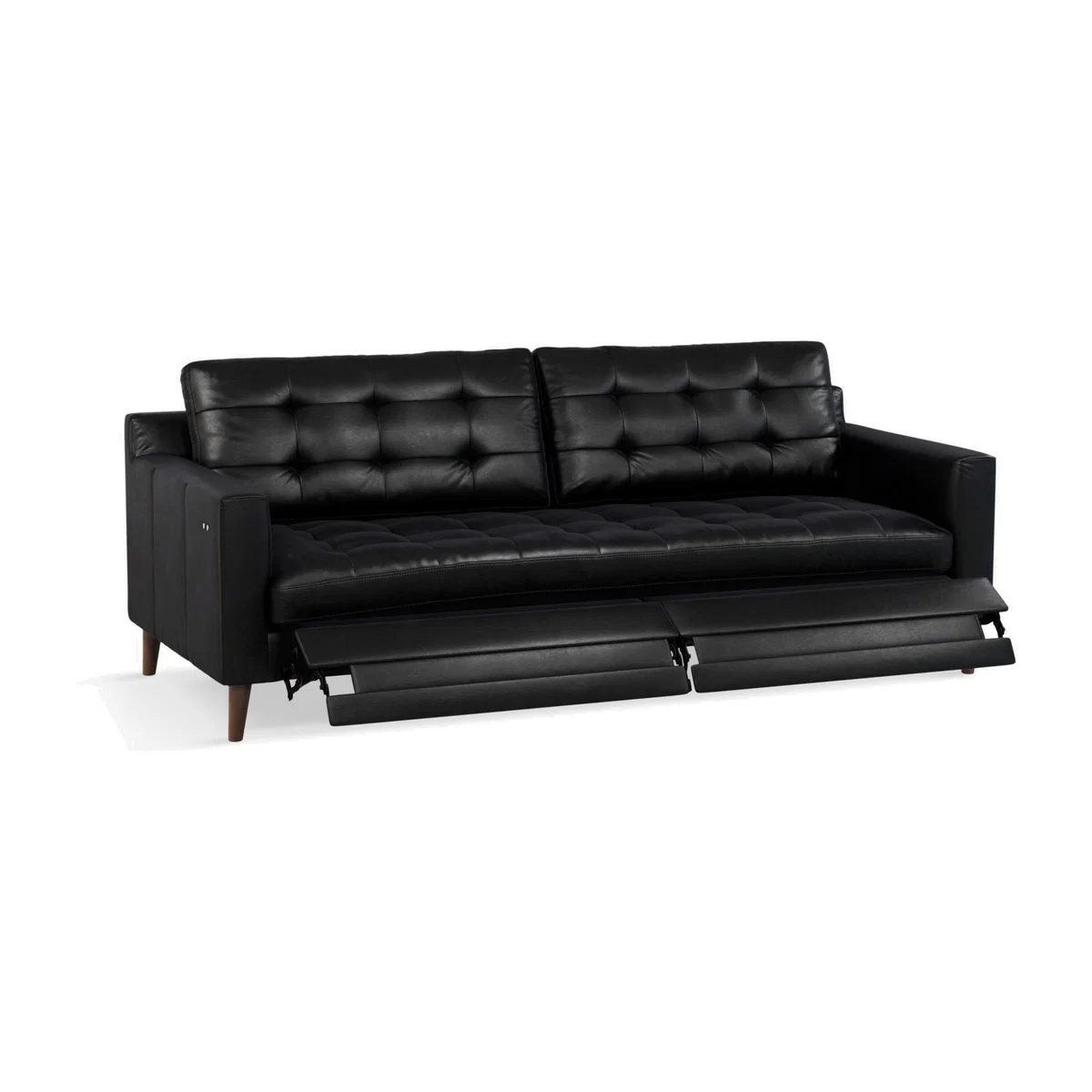 John Lewis & Partners Draper Motion Large 3 Seater Leather Sofa with Footrest Mechanism, Dark Leg – image 1