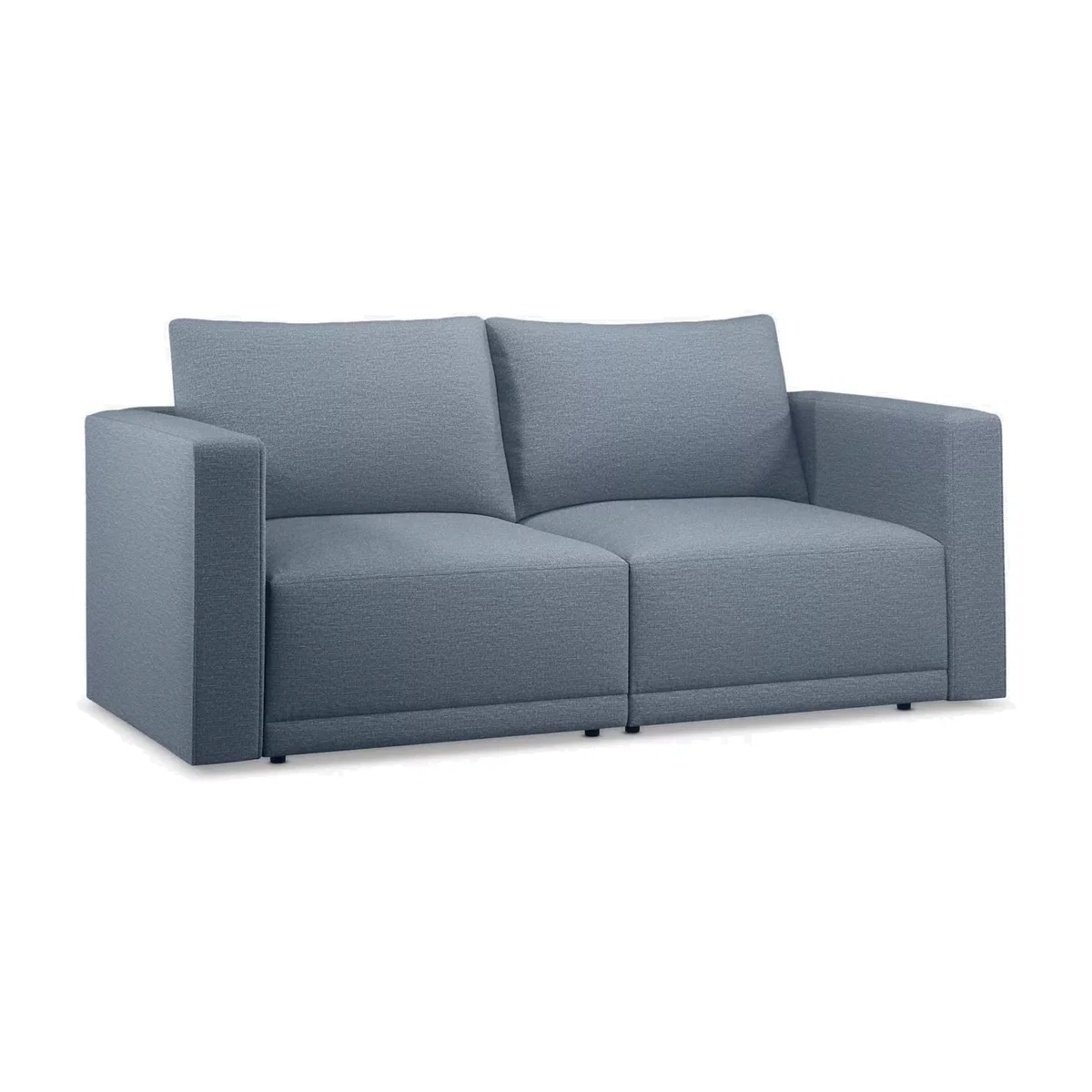 John Lewis Bundle Bold Arm Small 2 Seater Sofa, Light Leg, Fine Chenille Blue – image 1