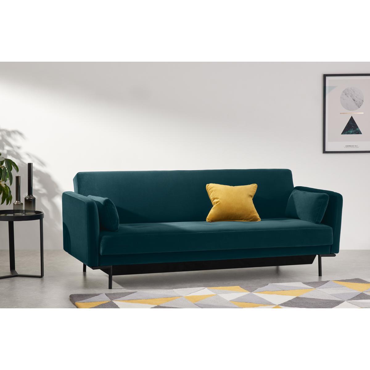 Harlow Sofa Bed with Storage, Coastal Blue Velvet – image 4
