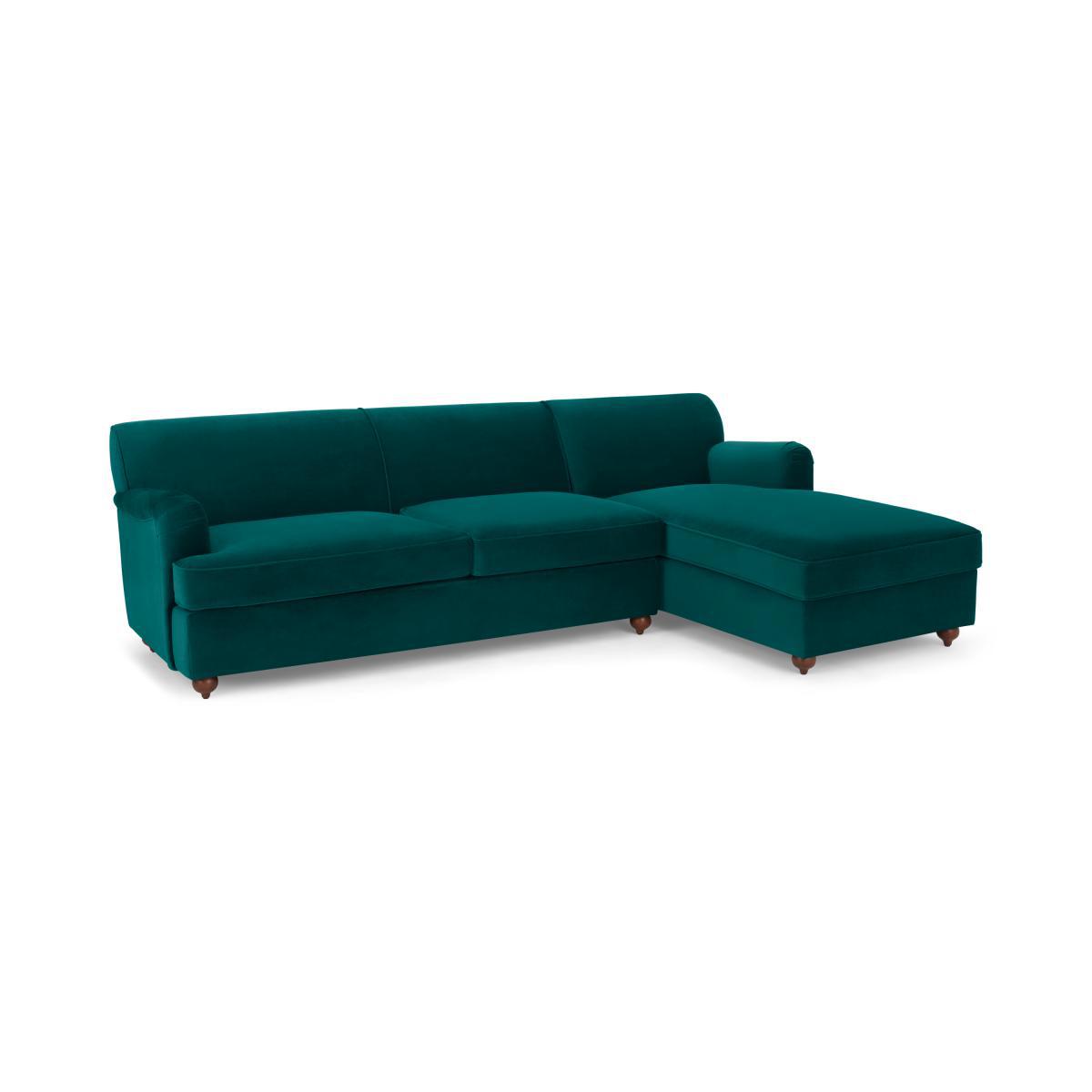 Orson Right Hand Facing Chaise End Sofa Bed, Velvet Seafoam Blue – image 3