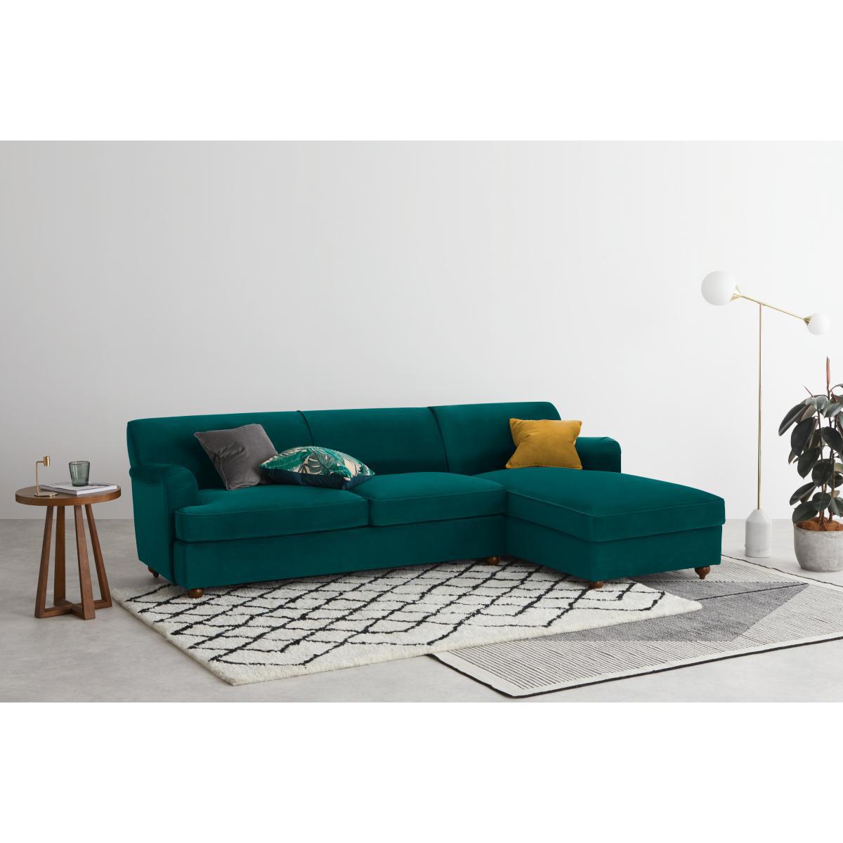Orson Right Hand Facing Chaise End Sofa Bed, Velvet Seafoam Blue – image 4