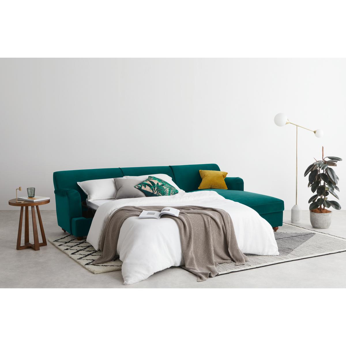 Orson Right Hand Facing Chaise End Sofa Bed, Velvet Seafoam Blue – image 8