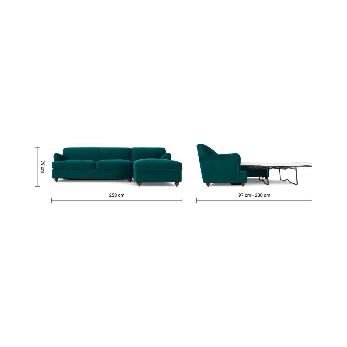 Orson Right Hand Facing Chaise End Sofa Bed, Velvet Seafoam Blue – image 10