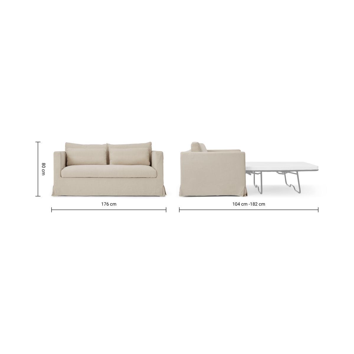 Arabelo Loose Cover Sofa Bed, Natural Cotton & Linen Mix – image 11