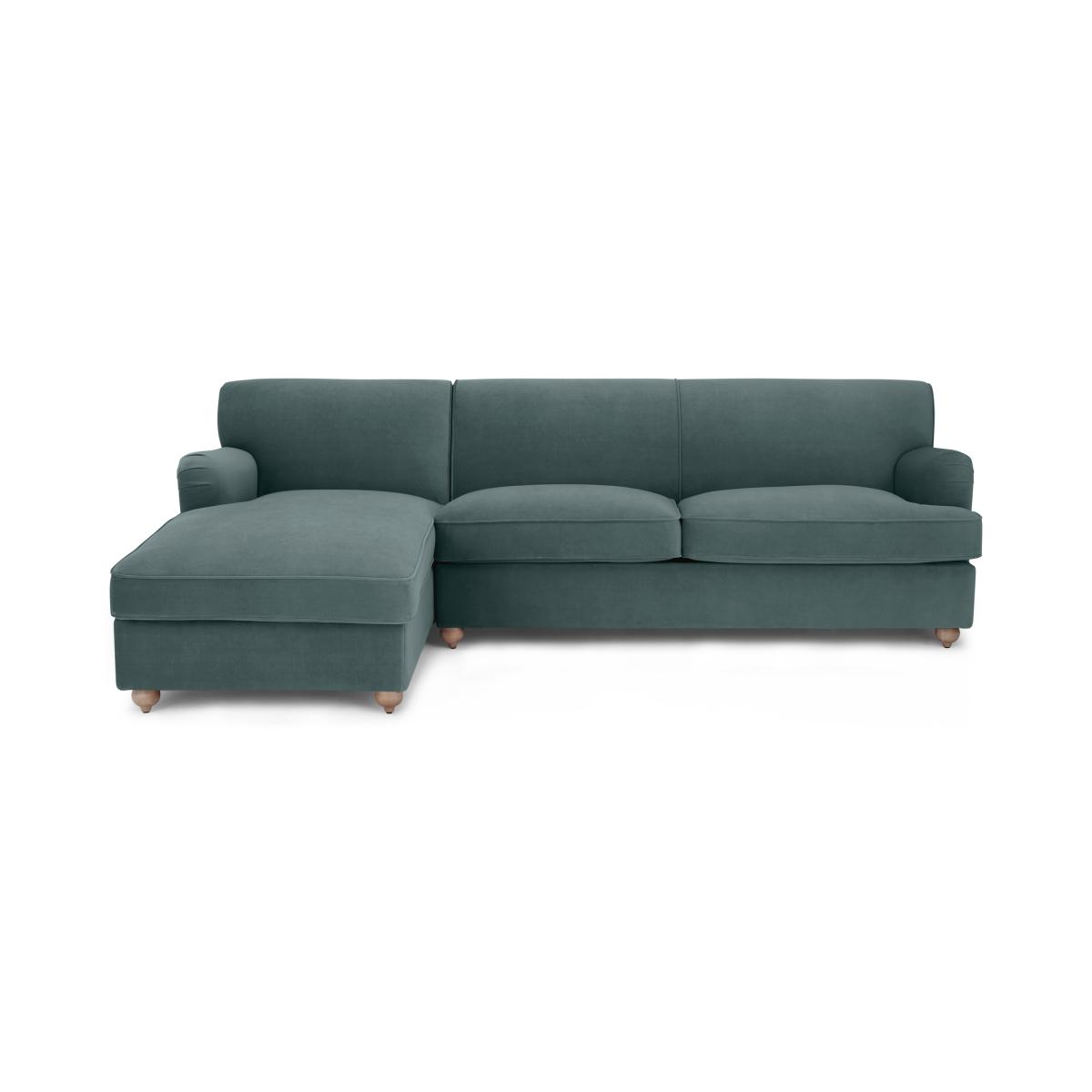 Orson Left Hand Facing Chaise End Sofa Bed, Slate Blue Recycled Velvet – image 2